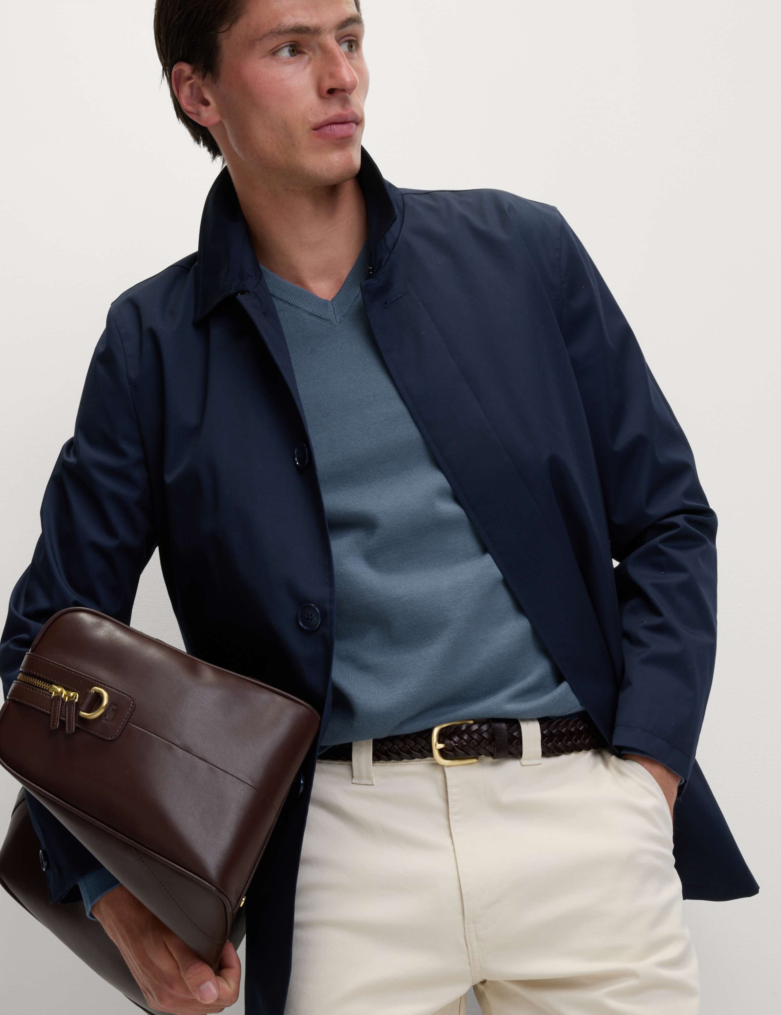 Pure Cotton V-Neck Knitted Jumper 3 of 7