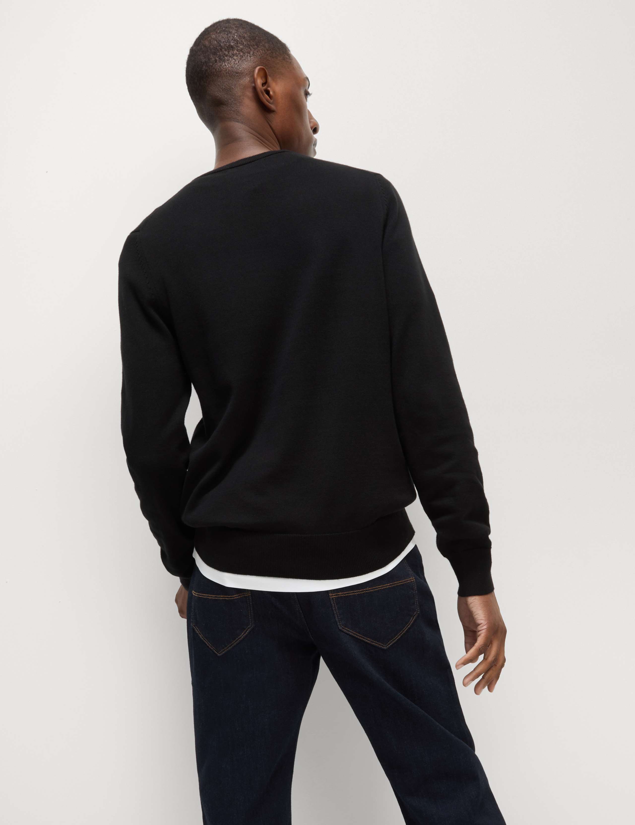 Pure Cotton V-Neck Knitted Jumper 3 of 6