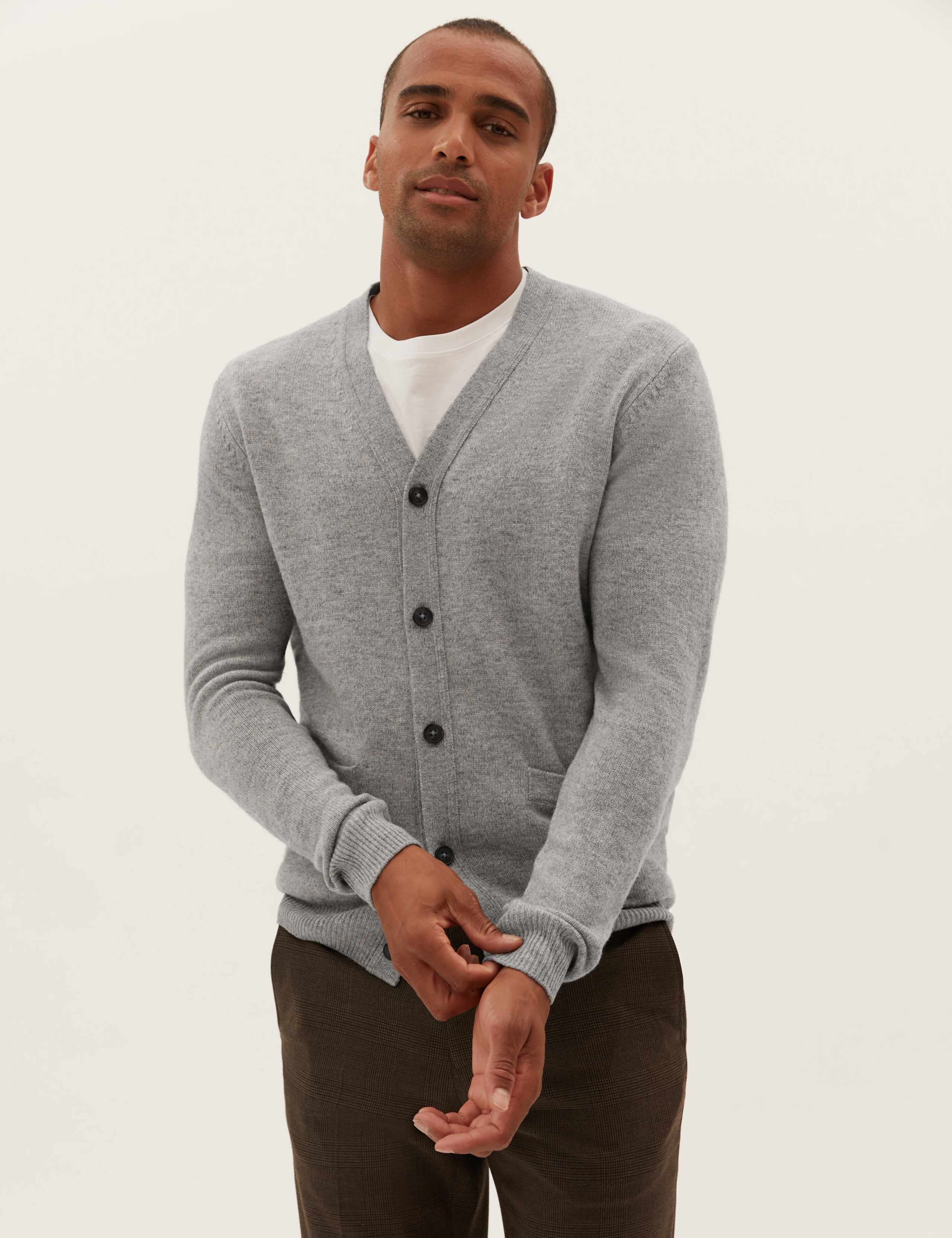 Pure Extra Fine Lambswool V-Neck Cardigan 1 of 5