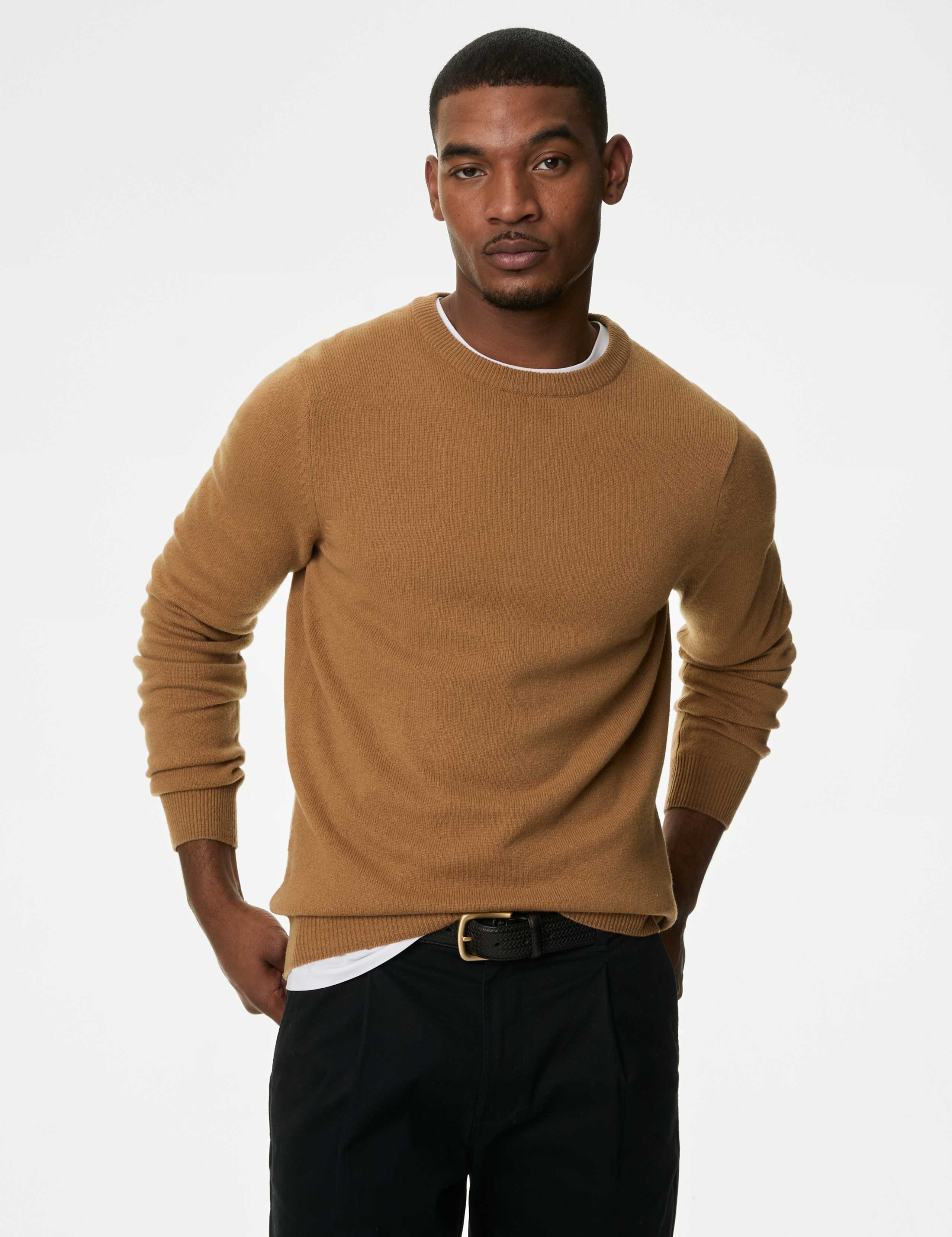 Pure Extra Fine Lambswool Crew Neck Jumper 1 of 5