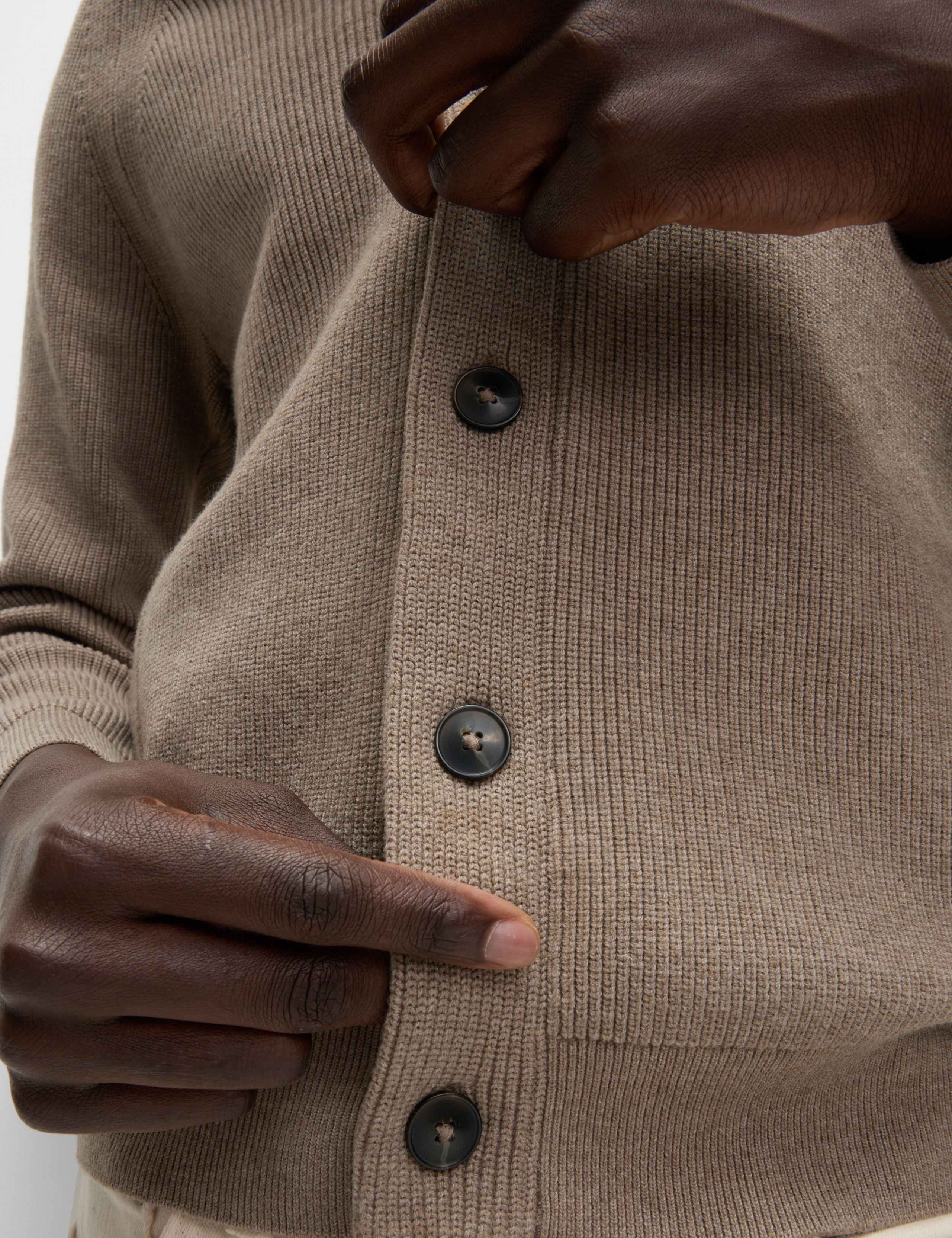 Cotton Blend Ribbed Shawl Collar Cardigan 4 of 6