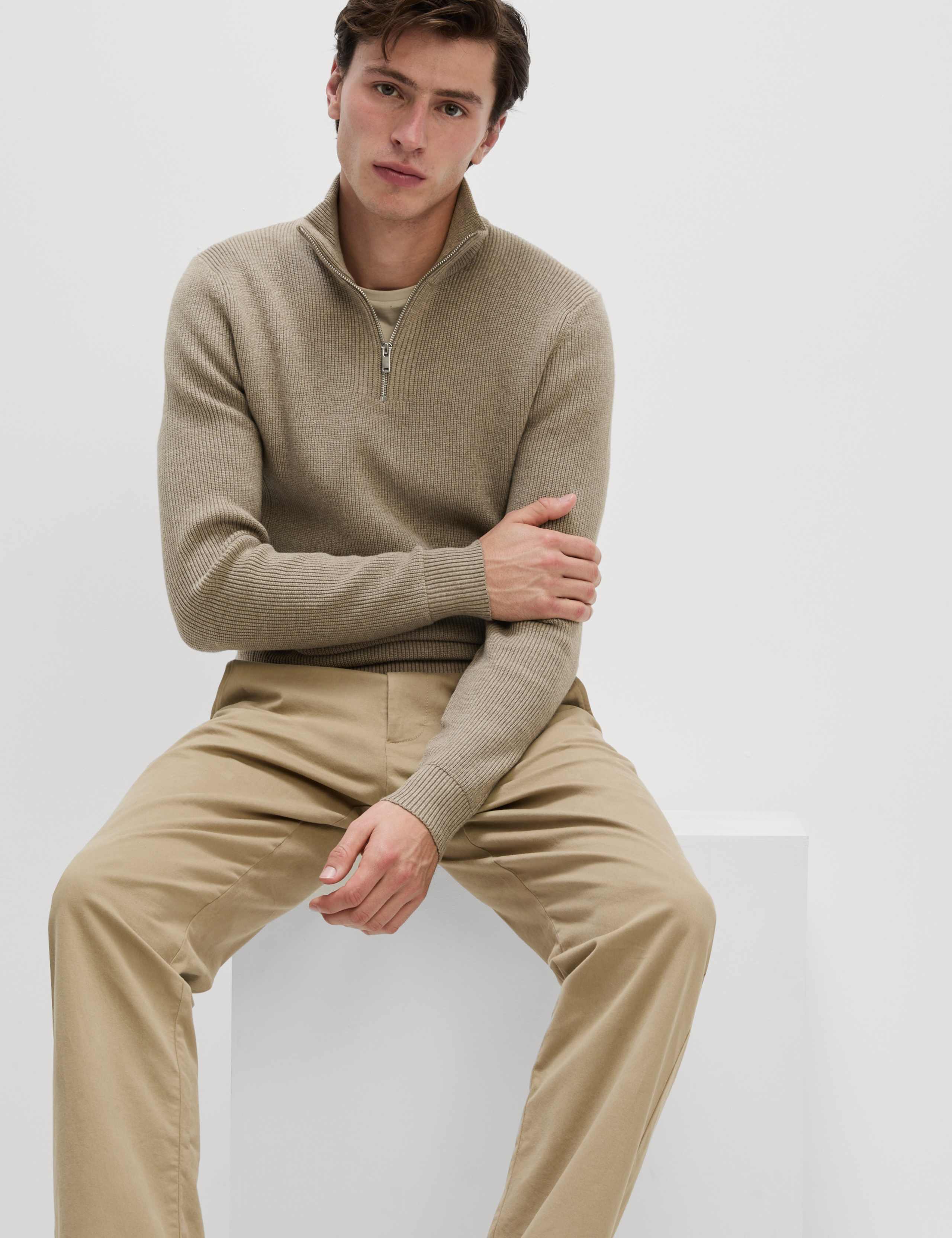 Cotton Blend Half Up Ribbed Jumper 4 of 7