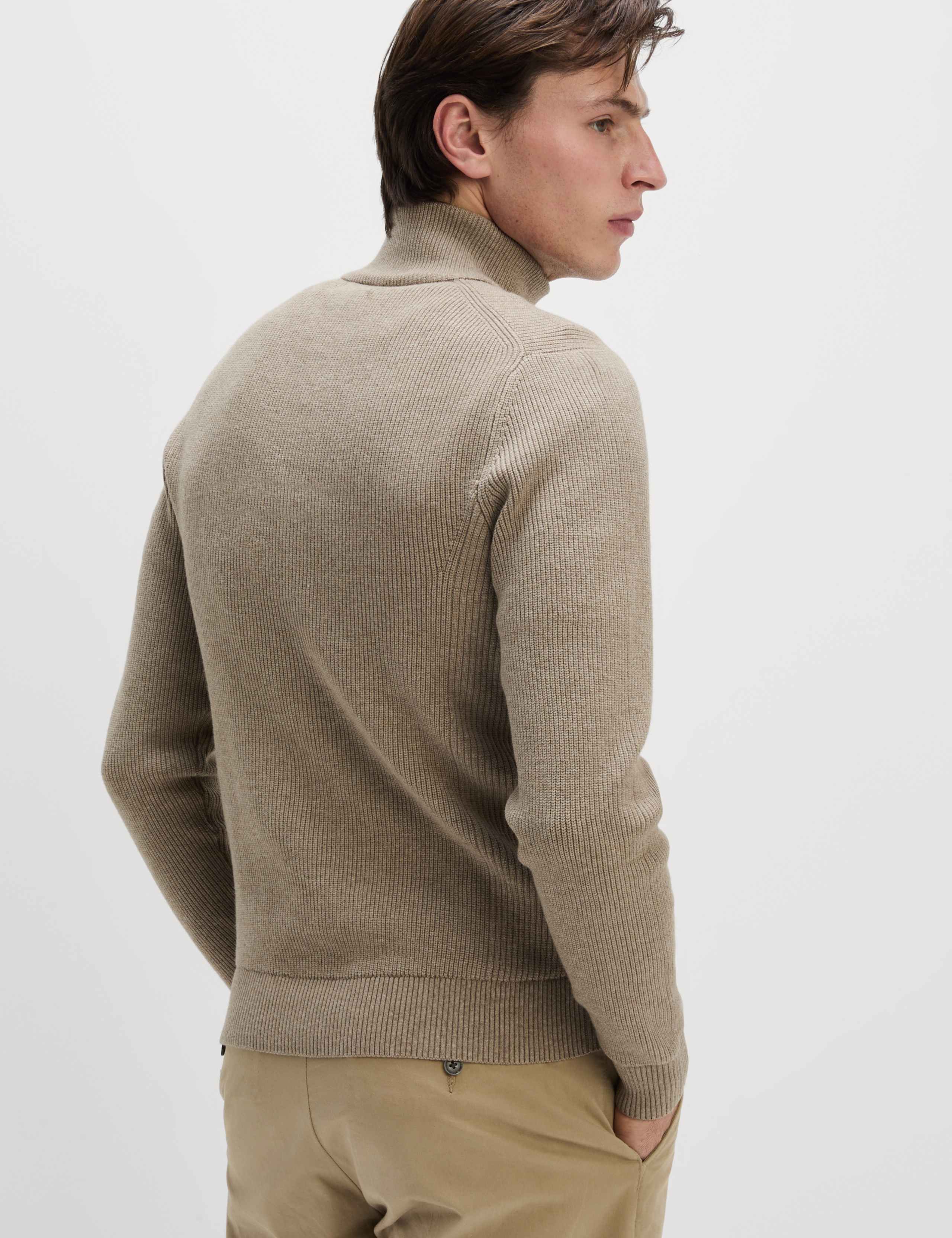 Cotton Blend Half Up Ribbed Jumper 7 of 7