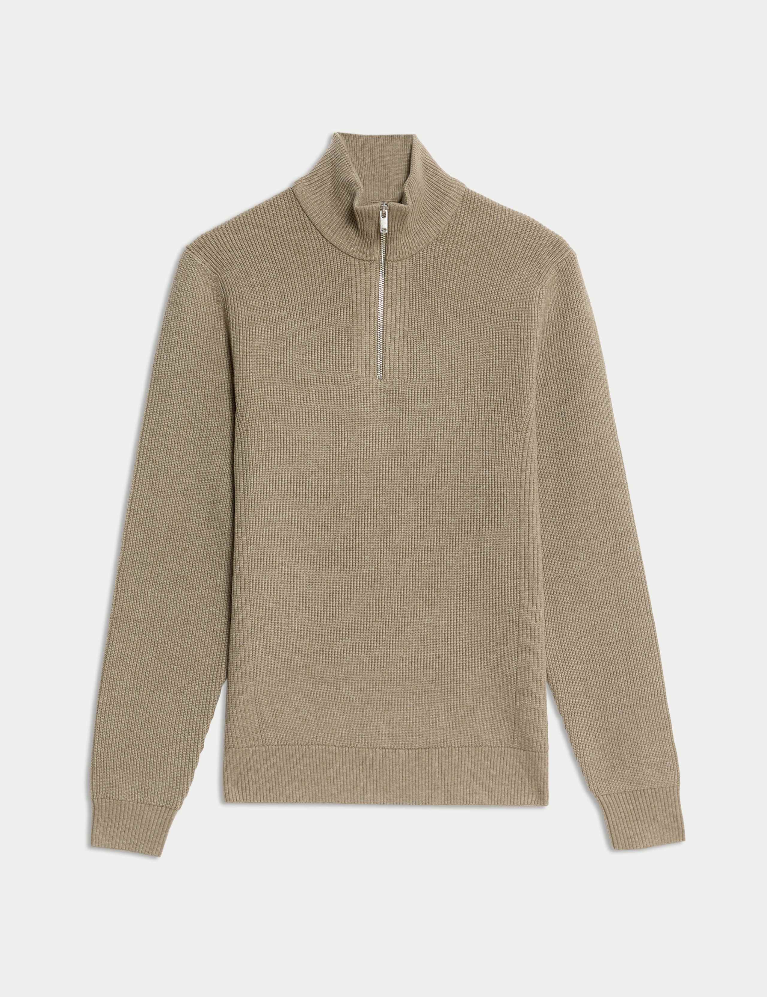 Cotton Blend Half Up Ribbed Jumper 2 of 7