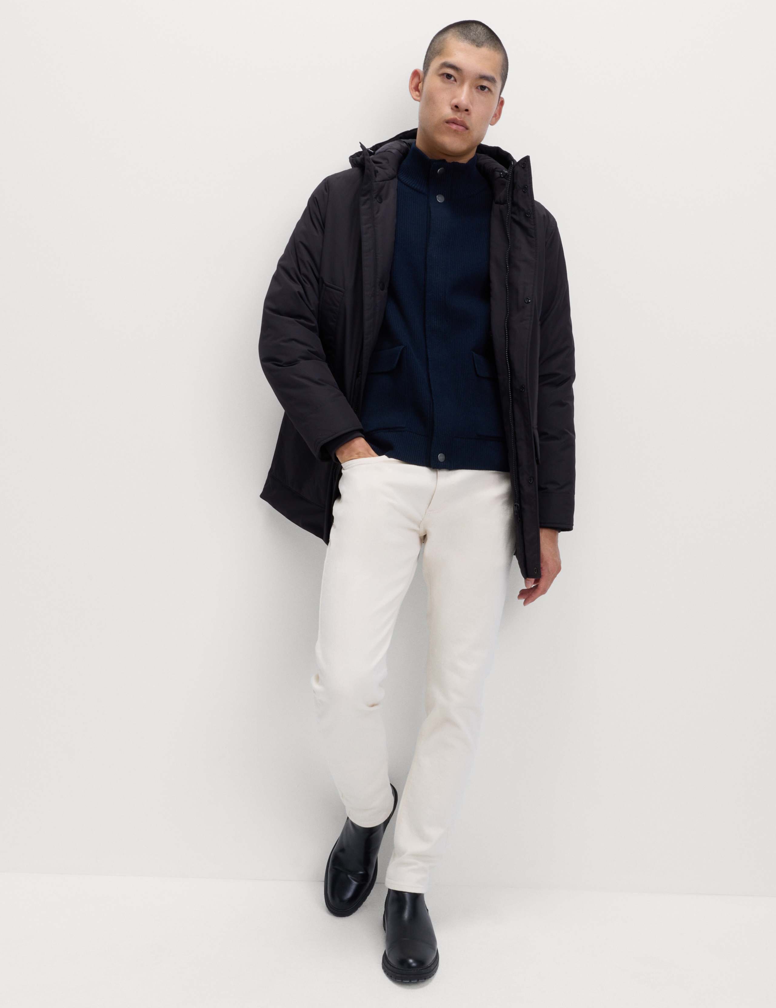 Cotton Blend Ribbed Funnel Neck Jacket 5 of 7