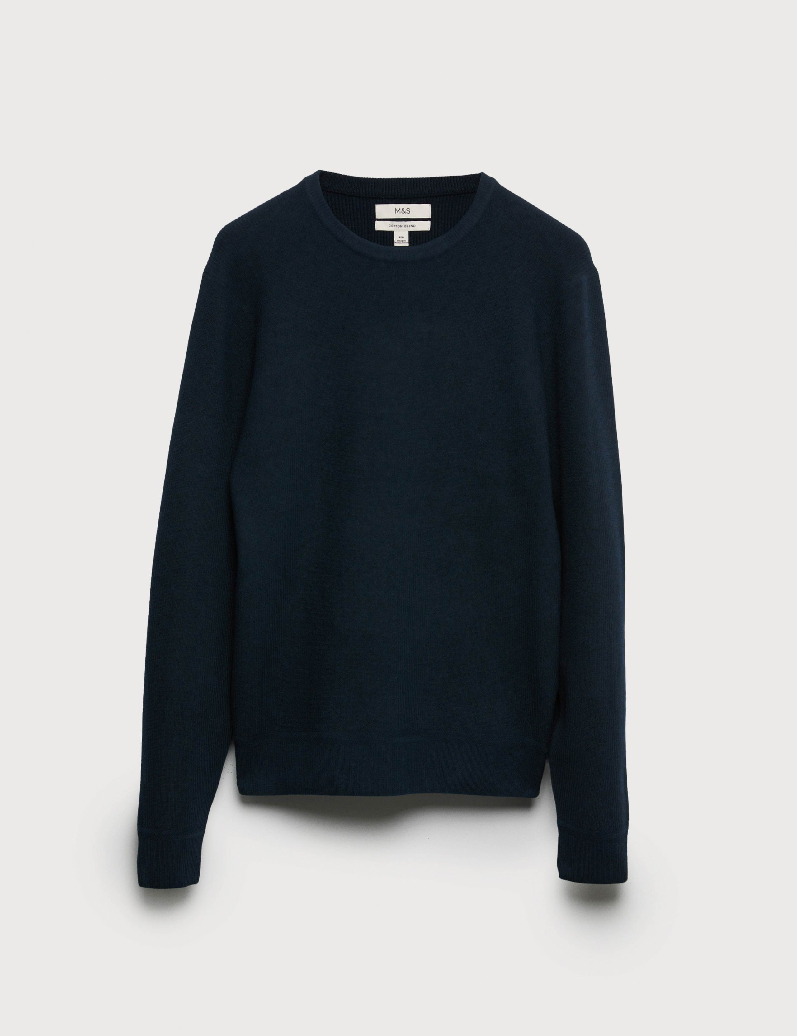 Cotton Blend Fine Rib Crew Jumper 2 of 5