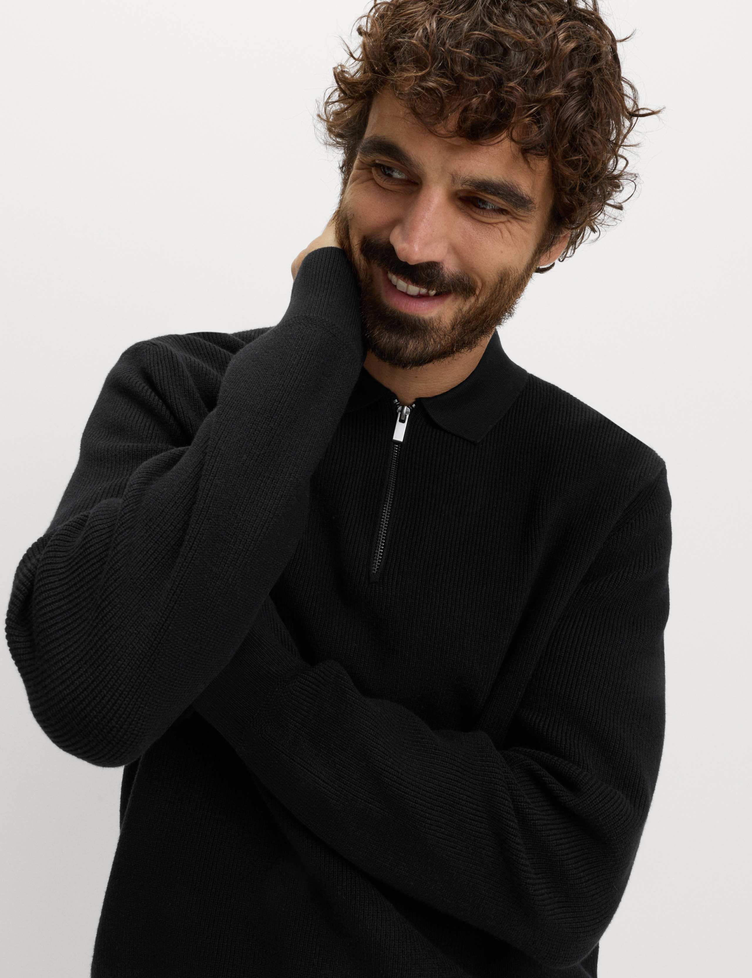 Cotton Blend Ribbed Knitted Polo Shirt 3 of 5