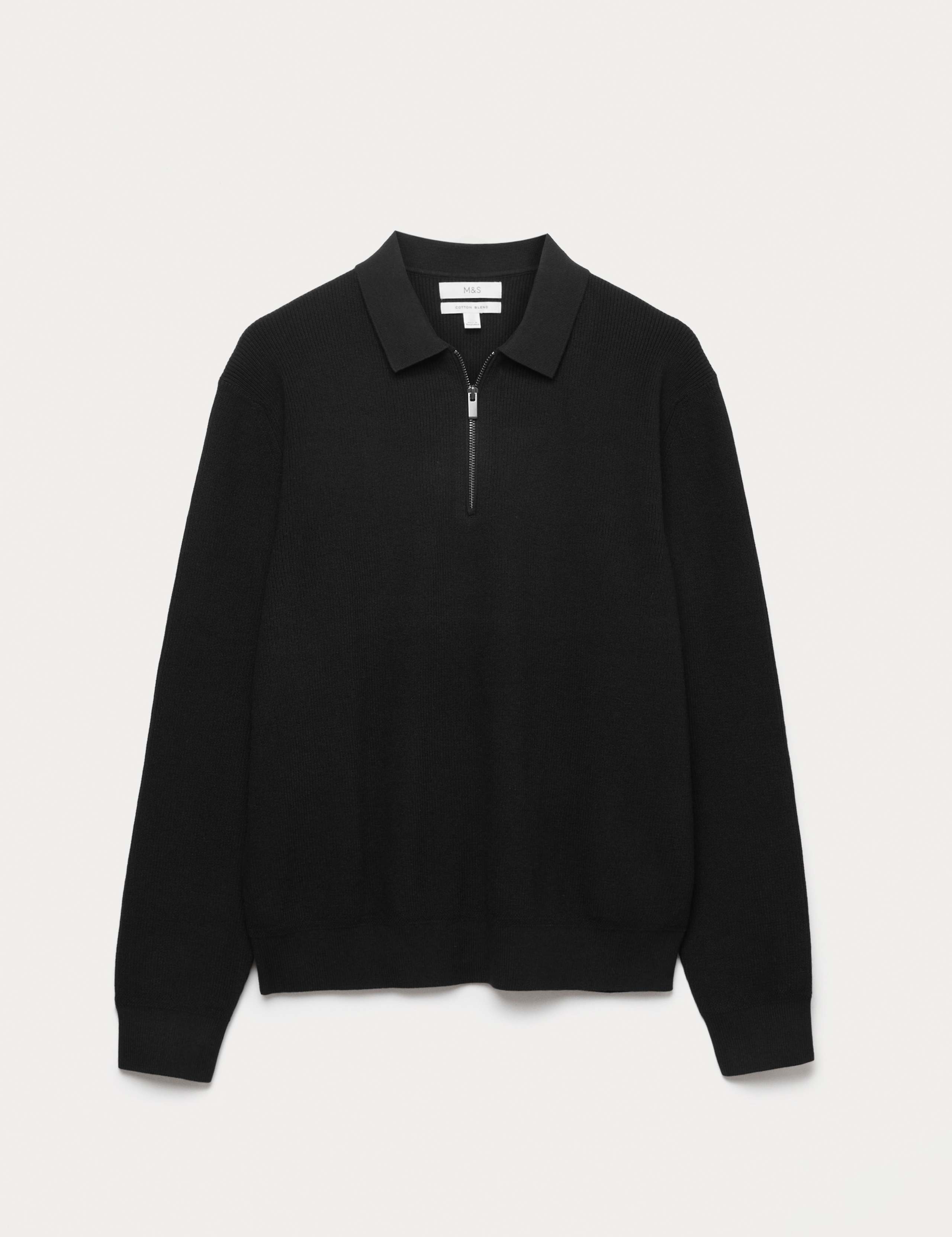 Cotton Blend Ribbed Knitted Polo Shirt 2 of 5