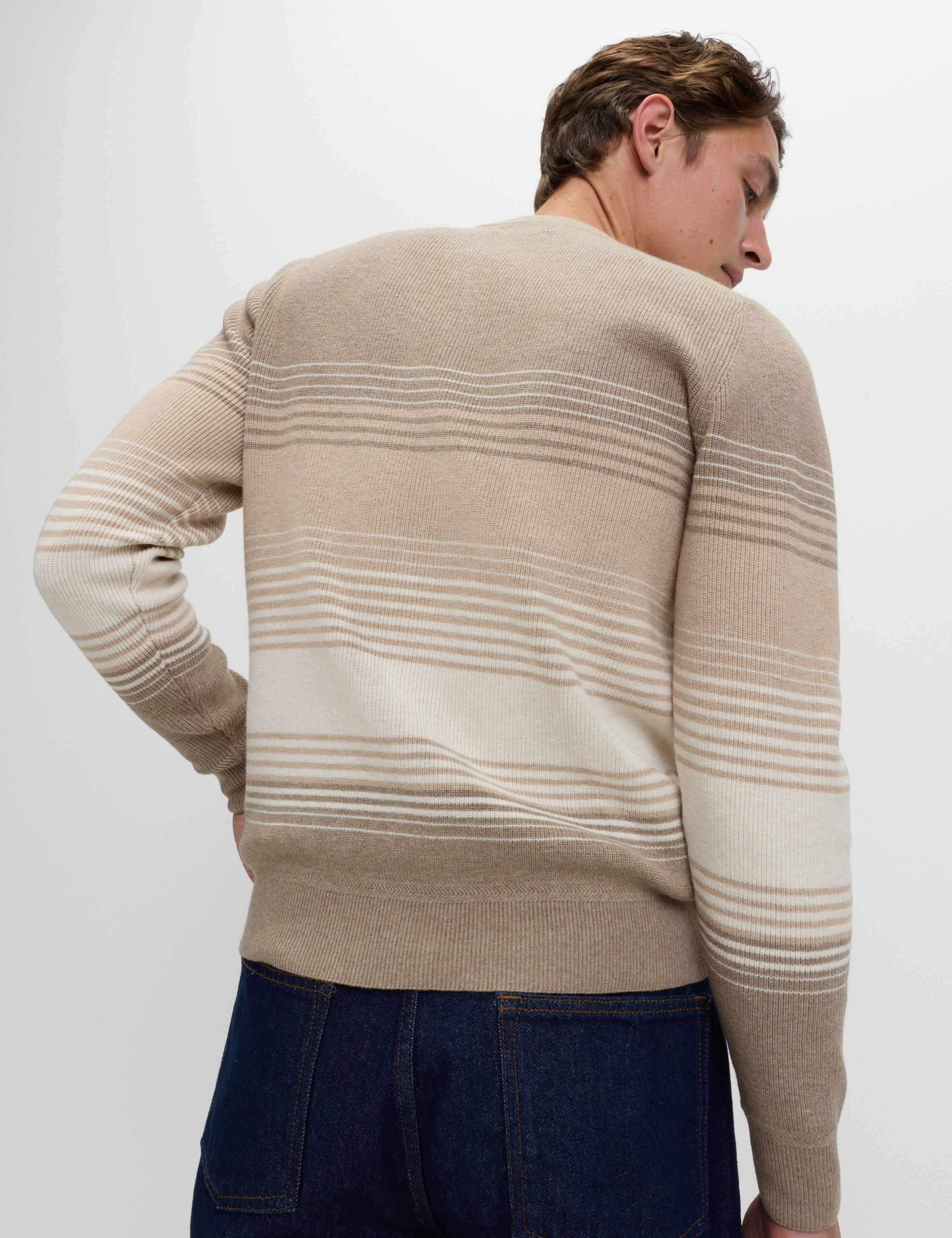 Cotton Blend Ribbed Striped Jumper 4 of 5