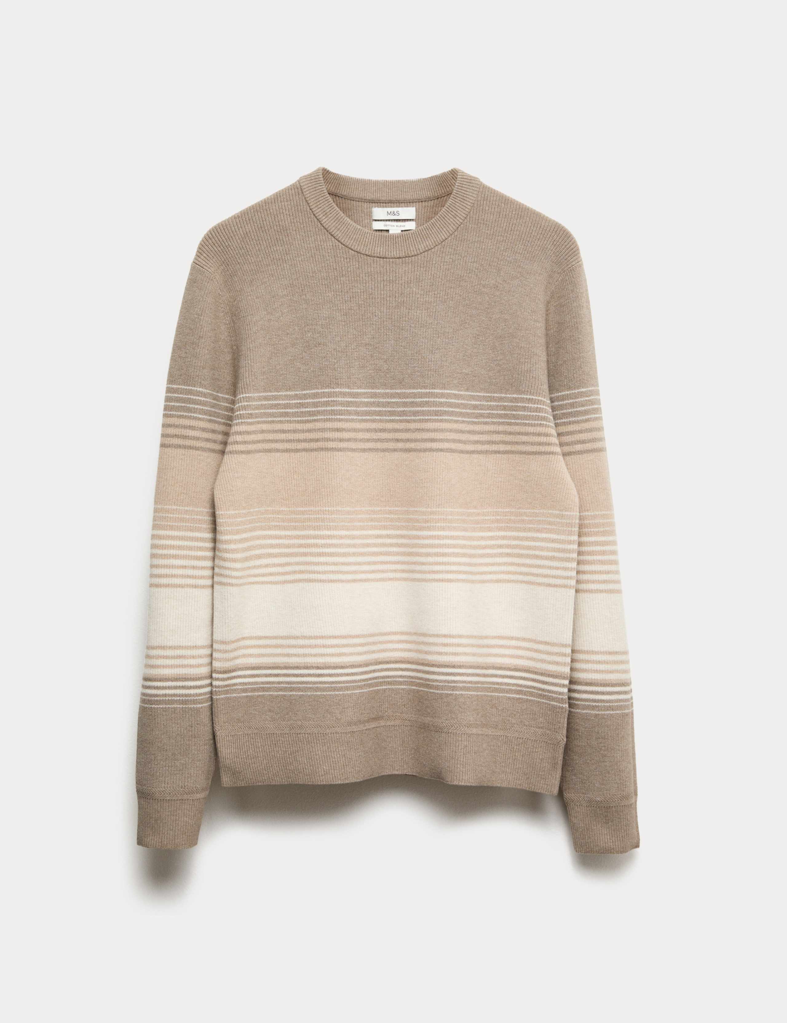 Cotton Blend Ribbed Striped Jumper 2 of 5