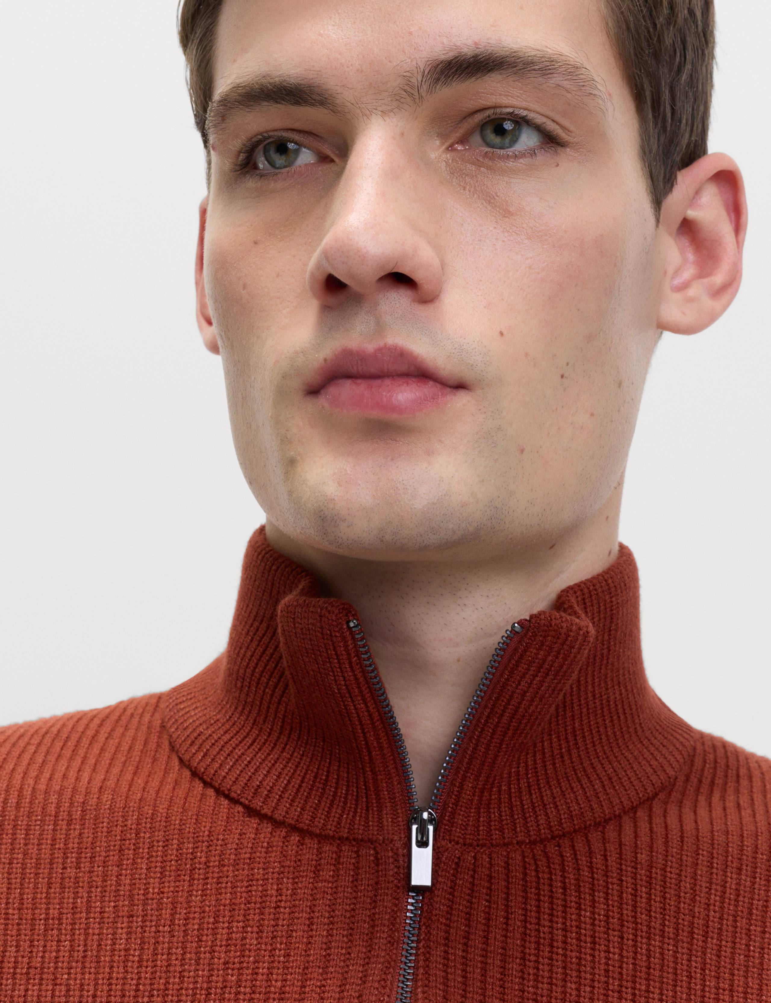 Cotton Blend Ribbed Half Zip Jumper 3 of 6