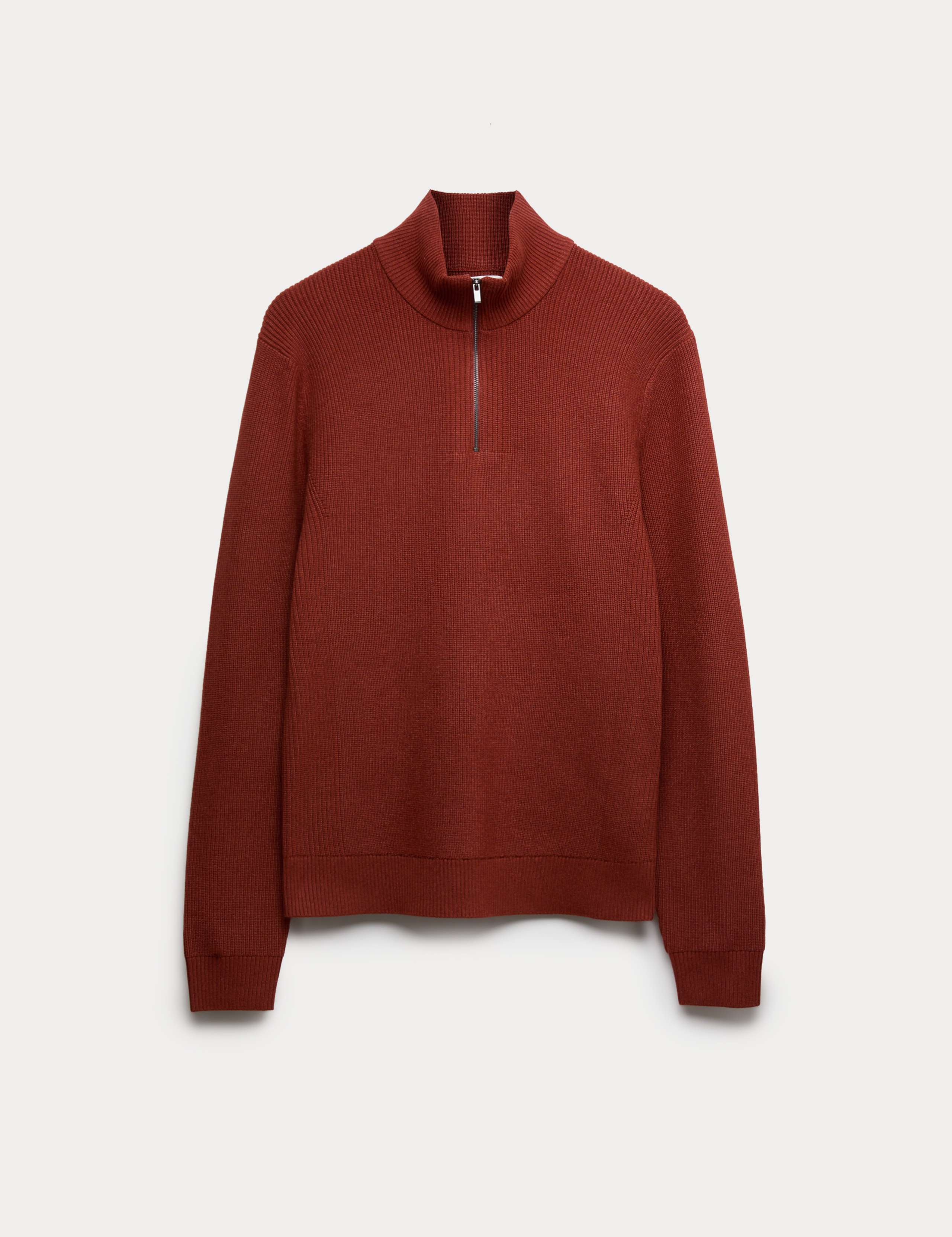 Cotton Blend Ribbed Half Zip Jumper 2 of 6