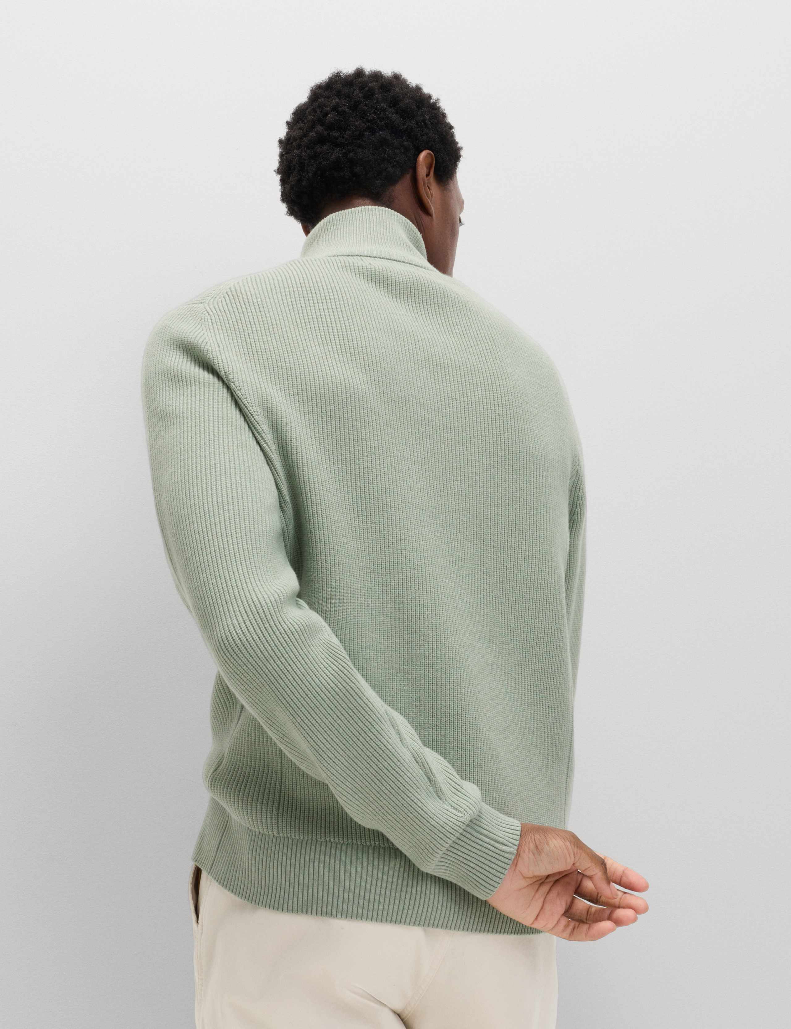 Cotton Blend Ribbed Half Zip Jumper 4 of 5