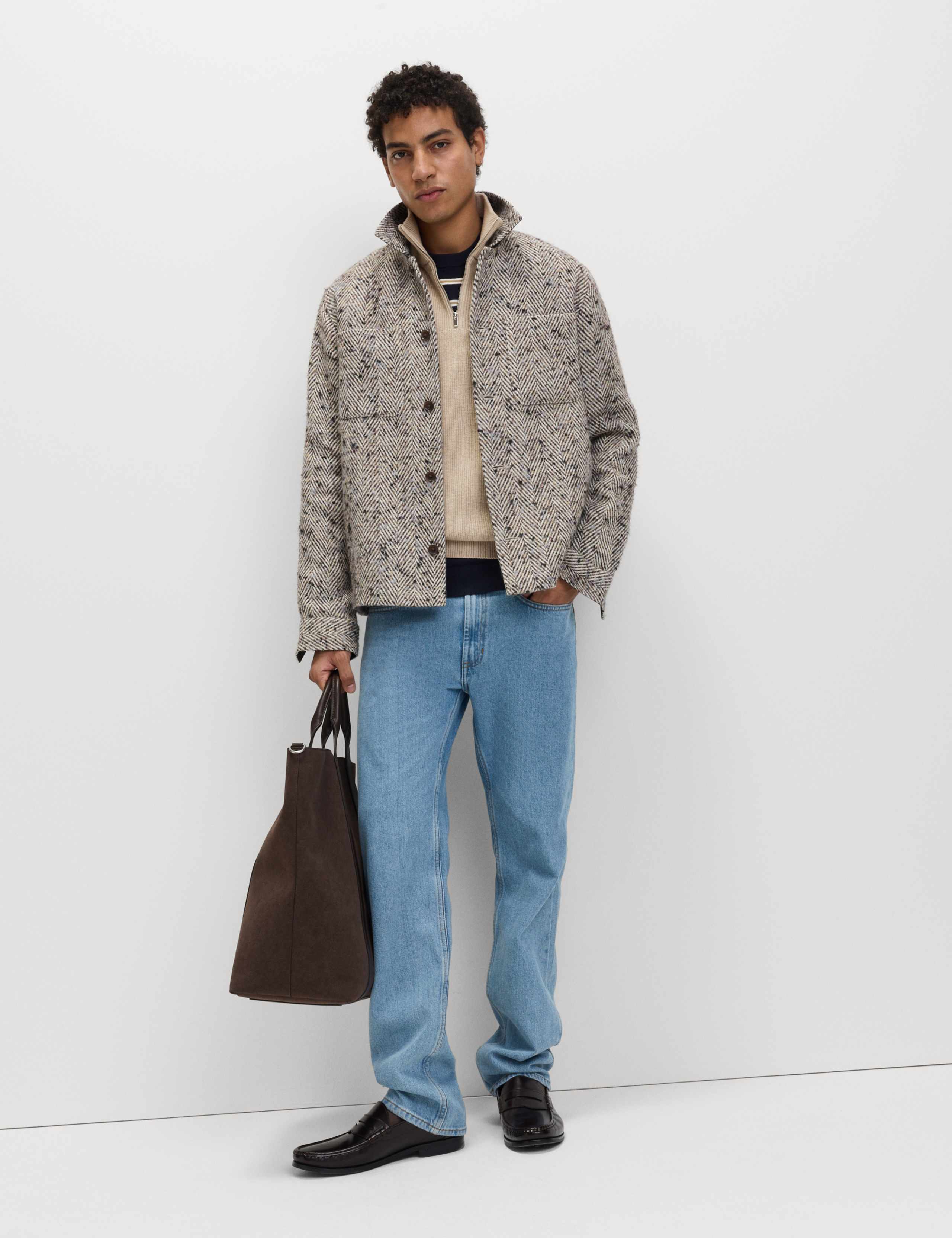 Cotton Blend Ribbed Half Zip Jumper 3 of 5