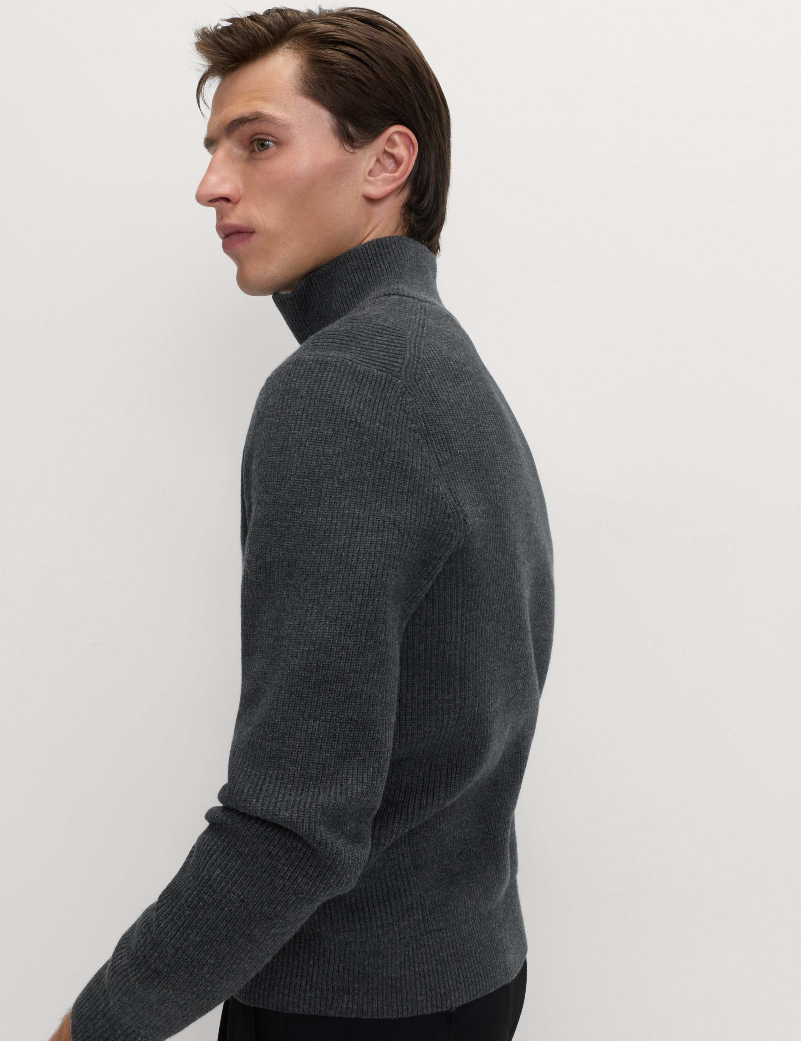 Cotton Blend Ribbed Half Zip Jumper 7 of 7