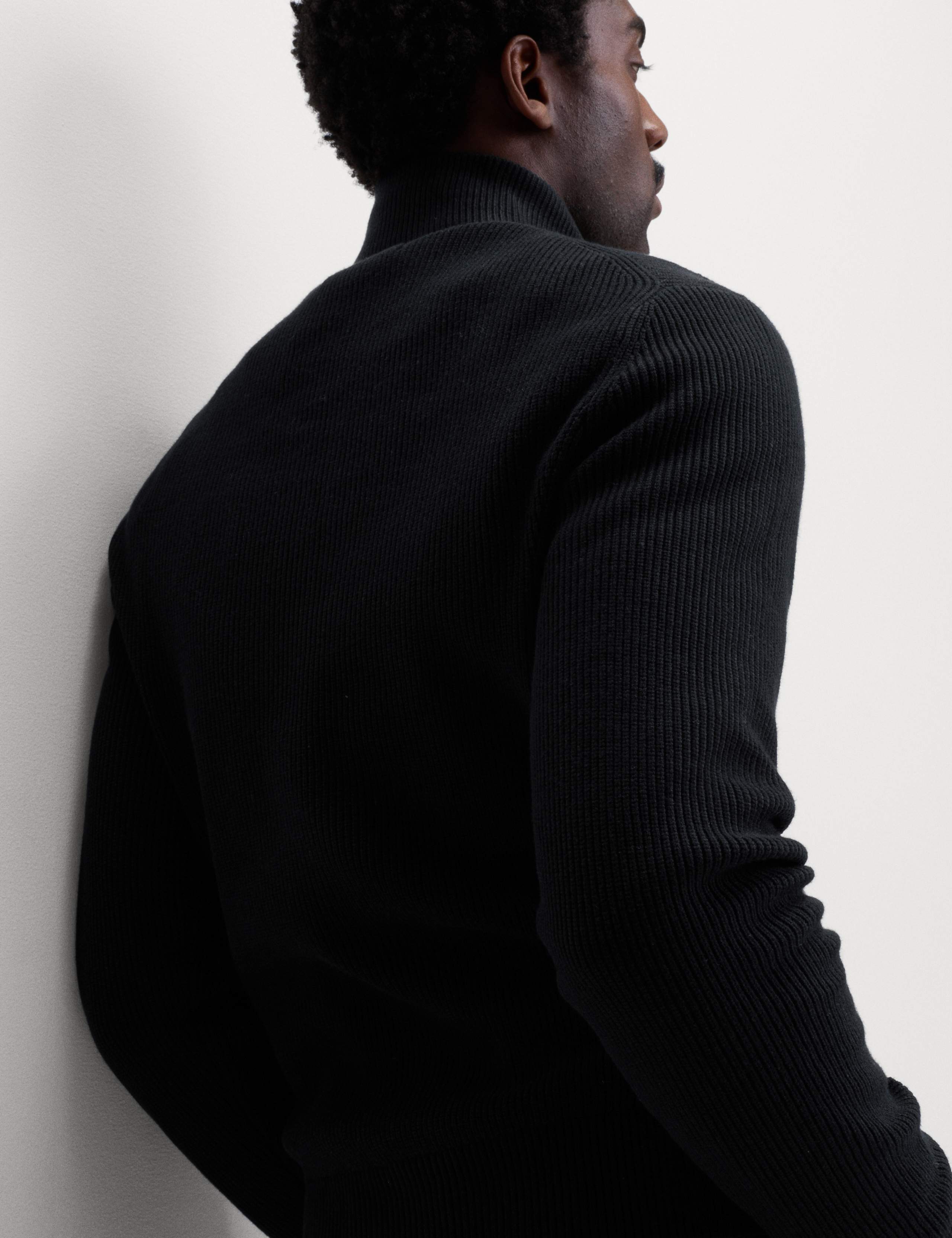 Cotton Blend Ribbed Half Zip Jumper 4 of 5