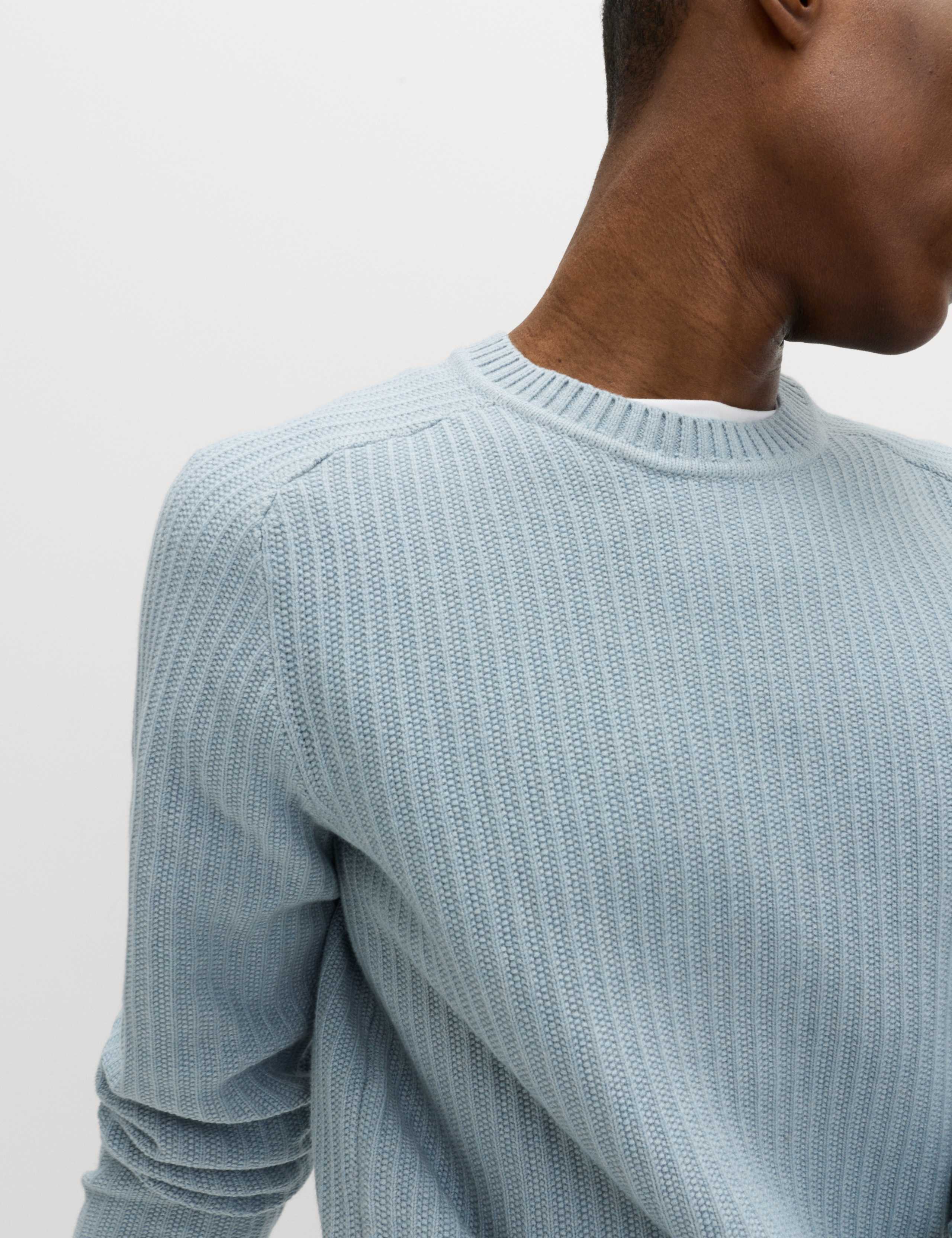 Cotton Blend Textured Crew Neck Jumper 4 of 5