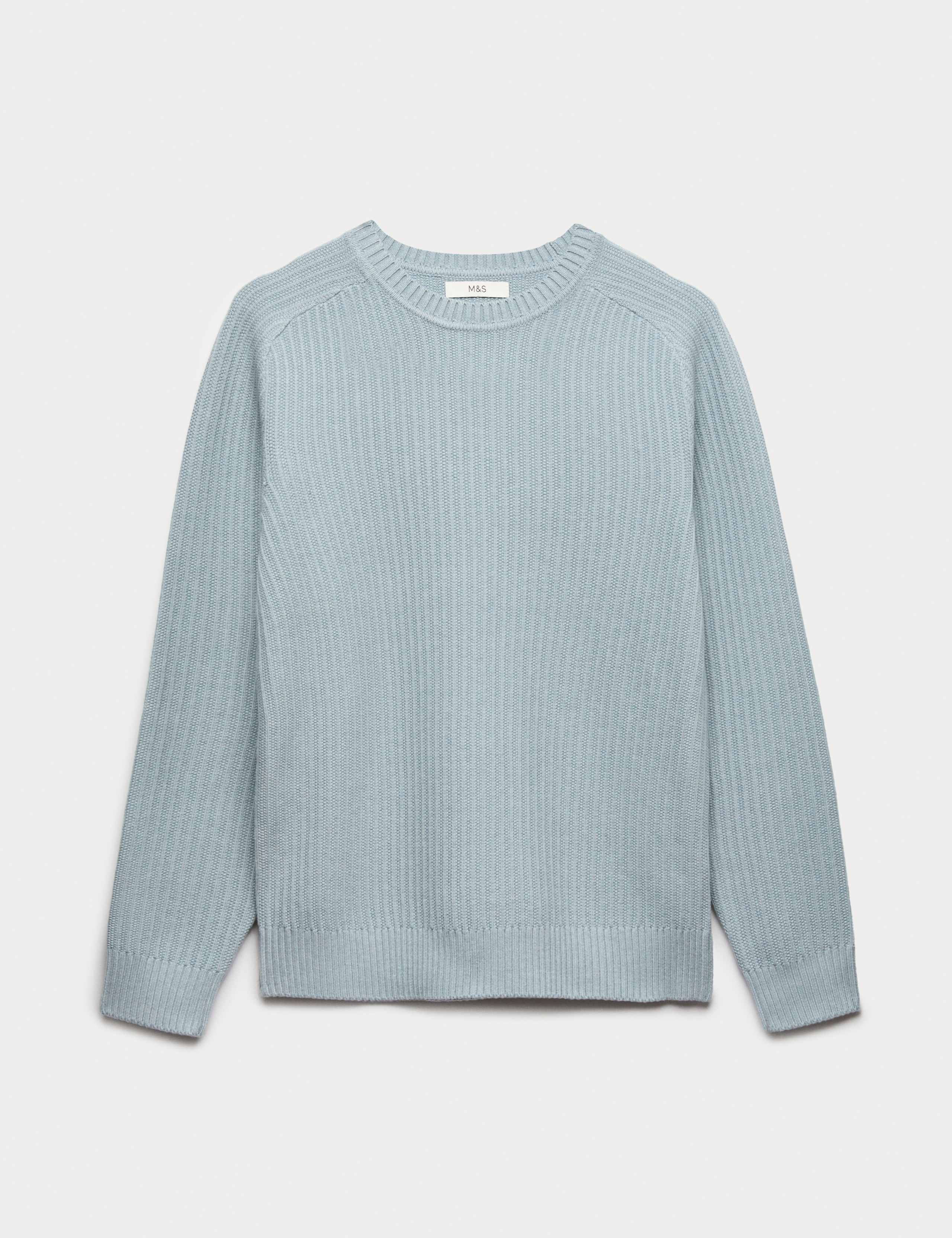 Cotton Blend Textured Crew Neck Jumper 1 of 1