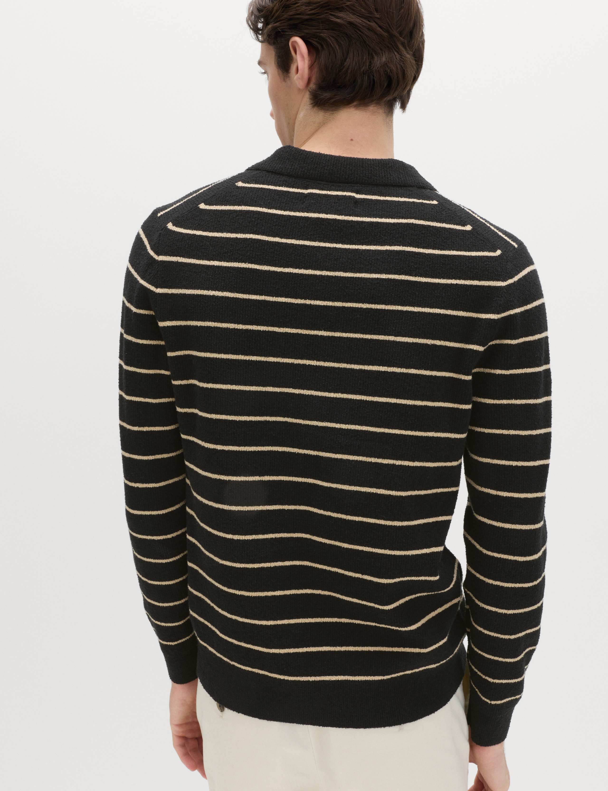 Cotton Rich Bouclé Striped Open Neck Jumper 5 of 5