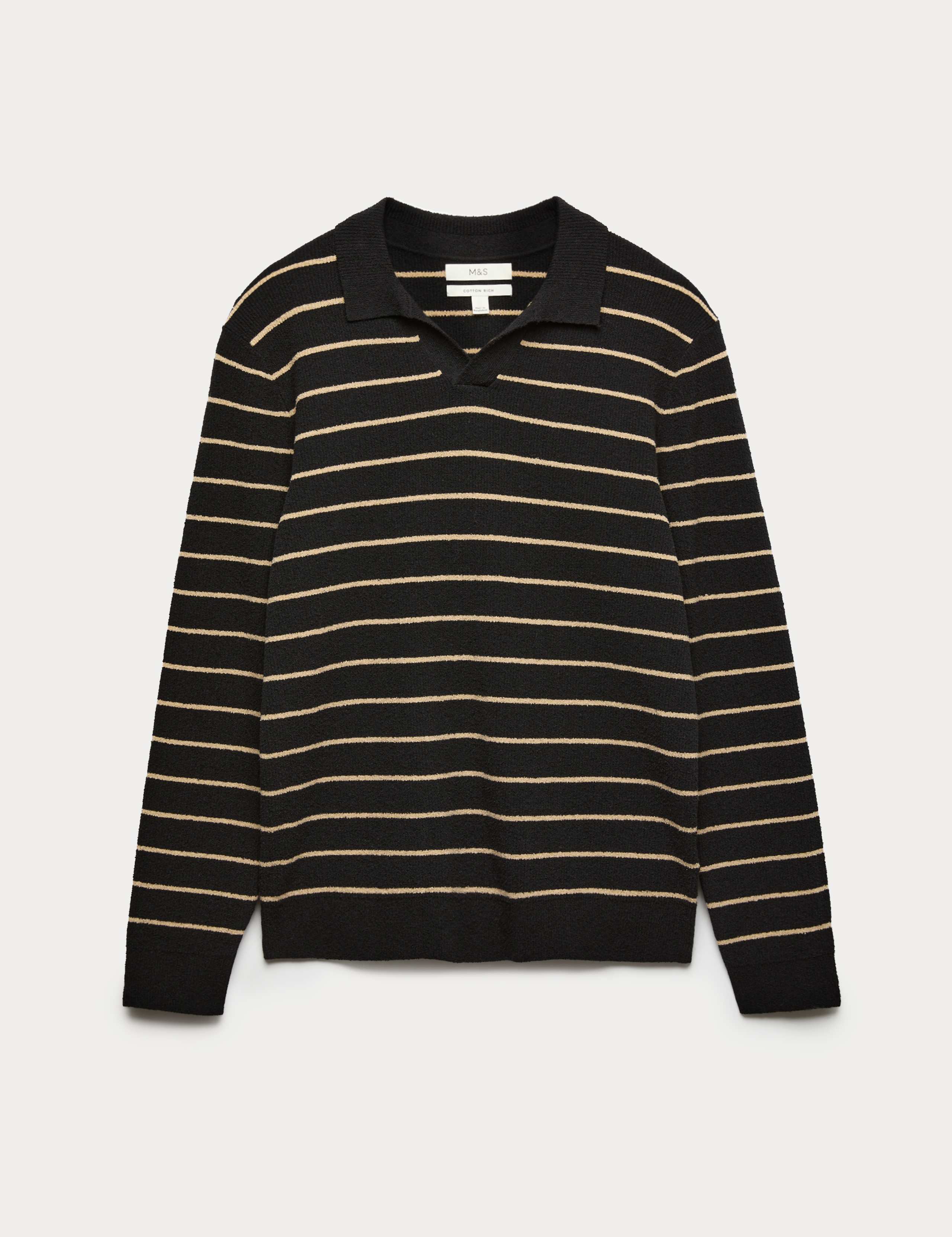 Cotton Rich Bouclé Striped Open Neck Jumper 2 of 5