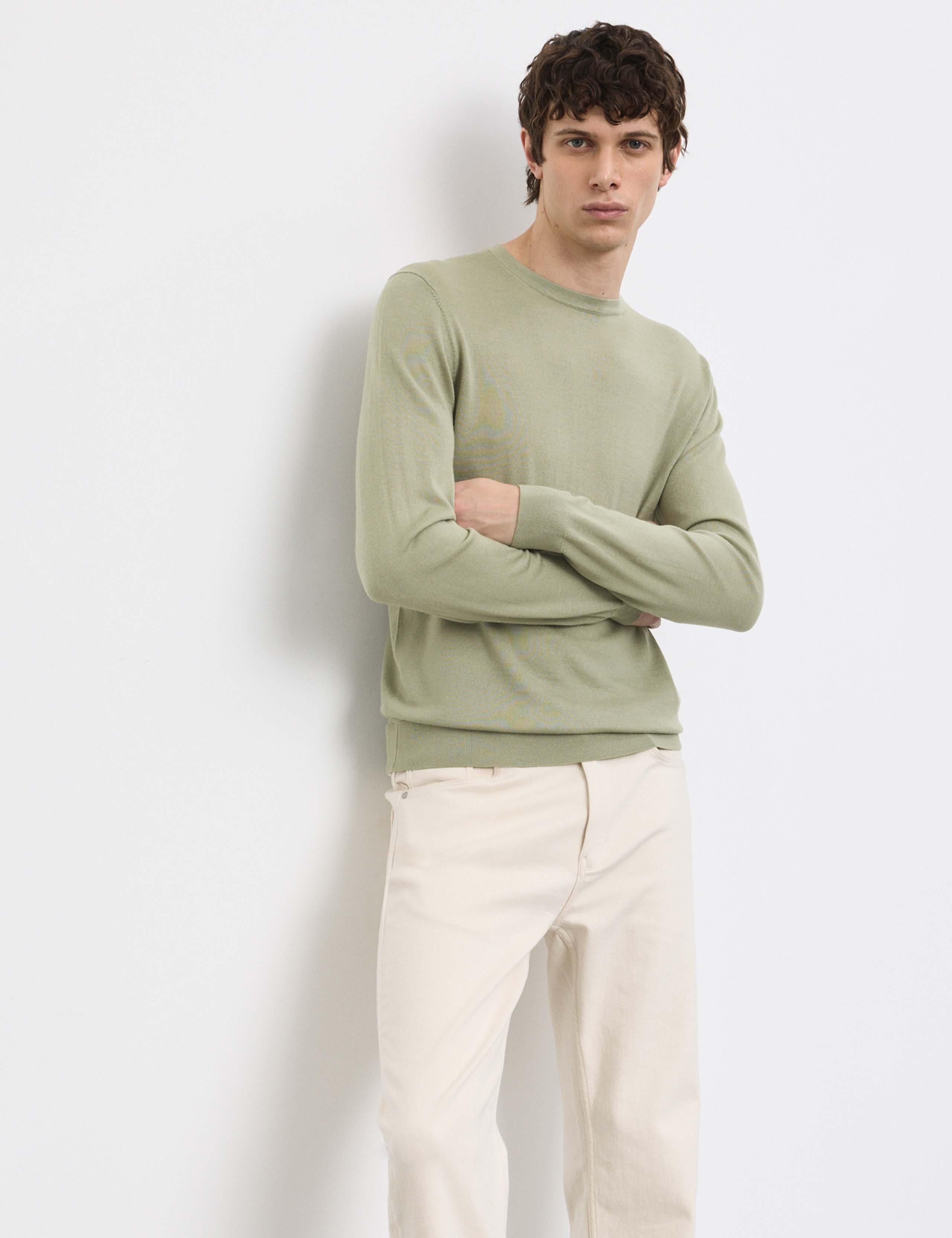 Pure Extra Fine Merino Wool Crew Neck Jumper 1 of 5