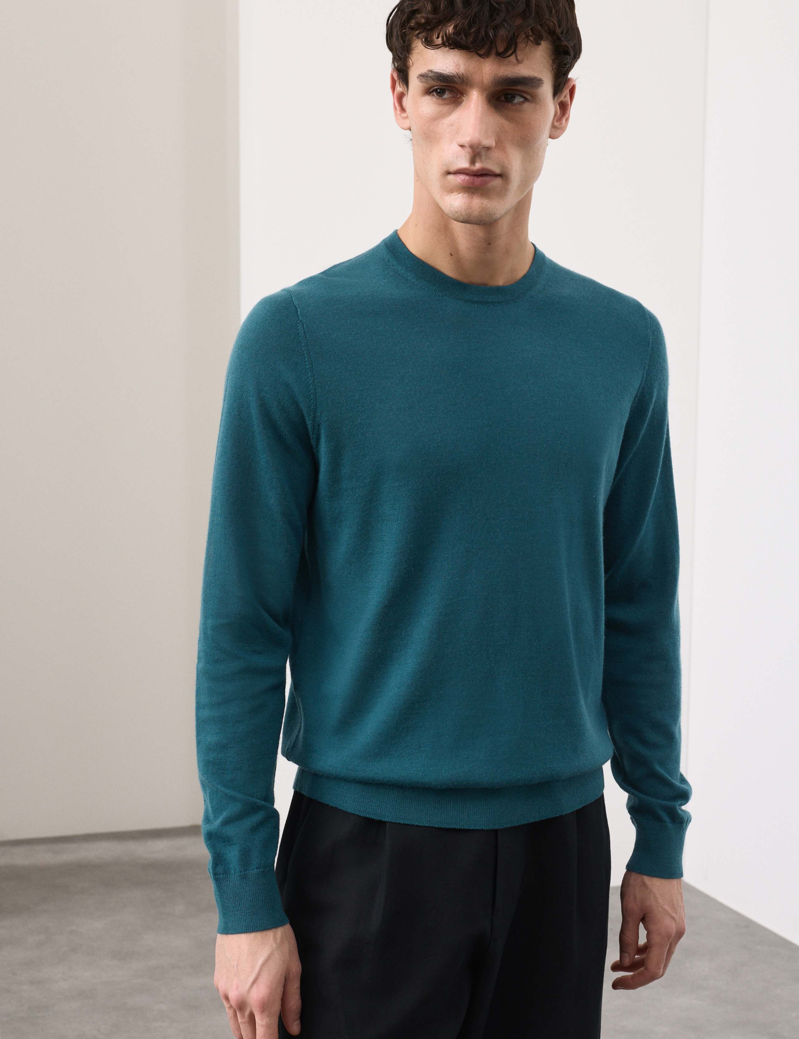 Pure Extra Fine Merino Wool Crew Neck Jumper 1 of 6