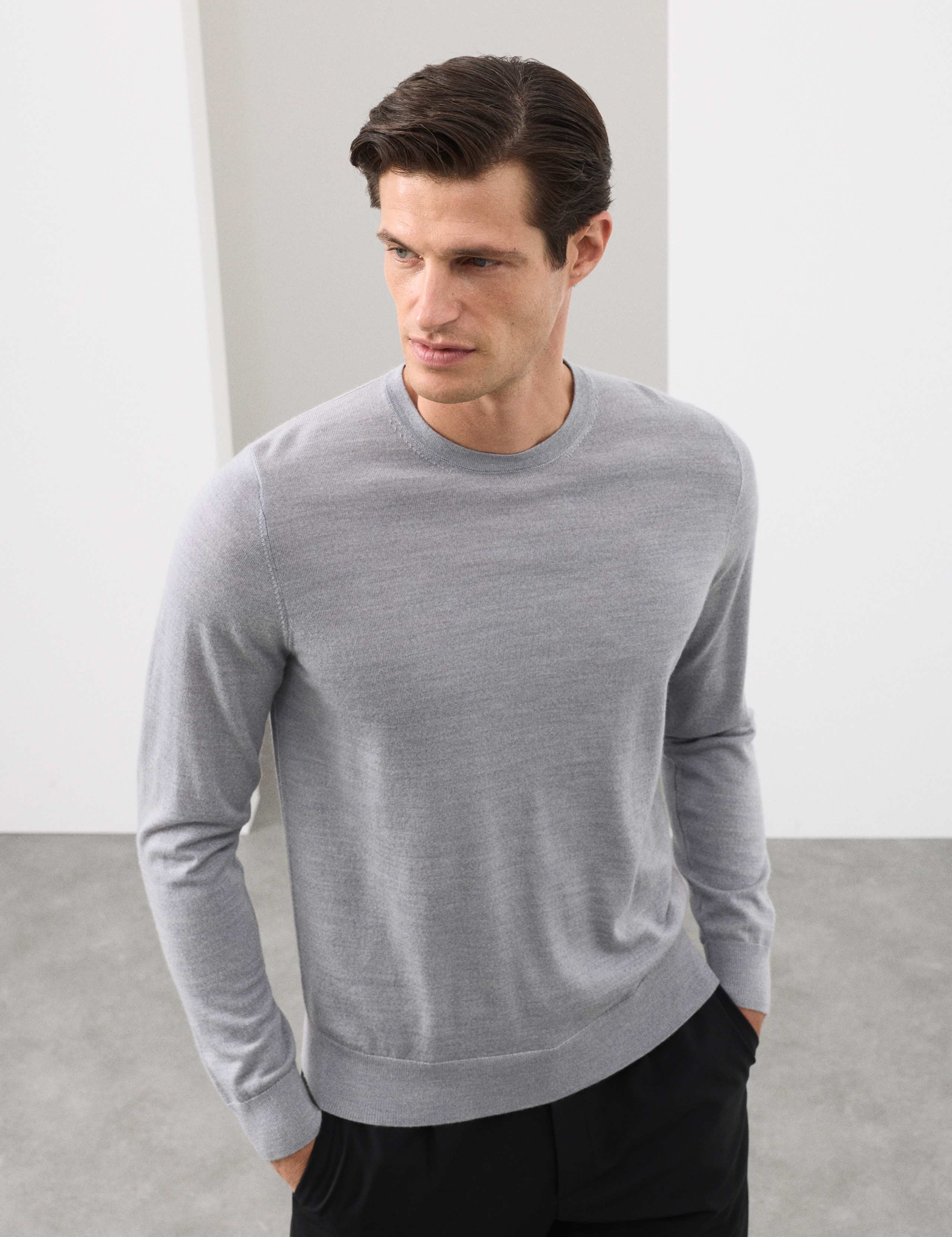 Pure Extra Fine Merino Wool Crew Neck Jumper 1 of 6