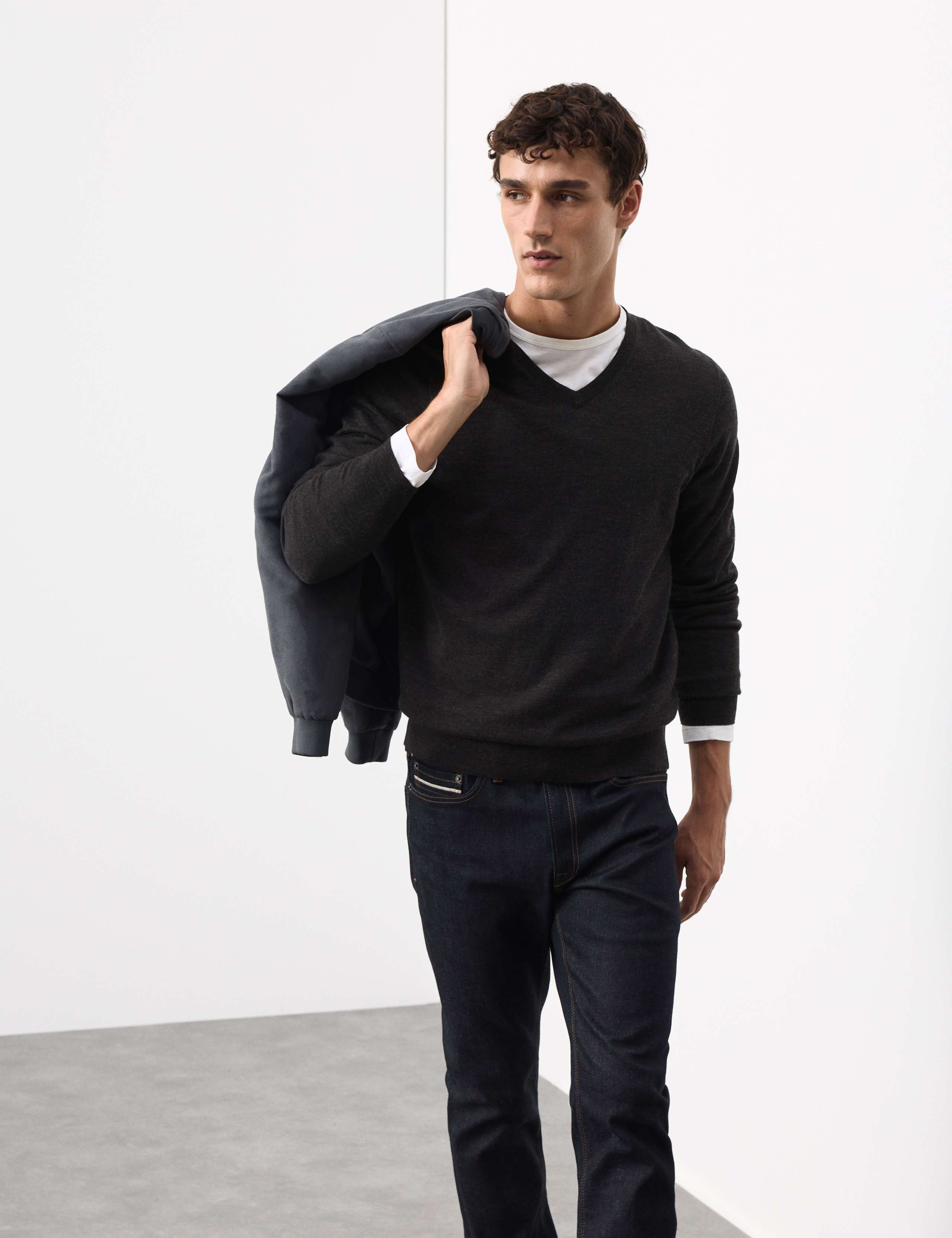 Pure Extra Fine Merino Wool V-Neck Jumper 1 of 6