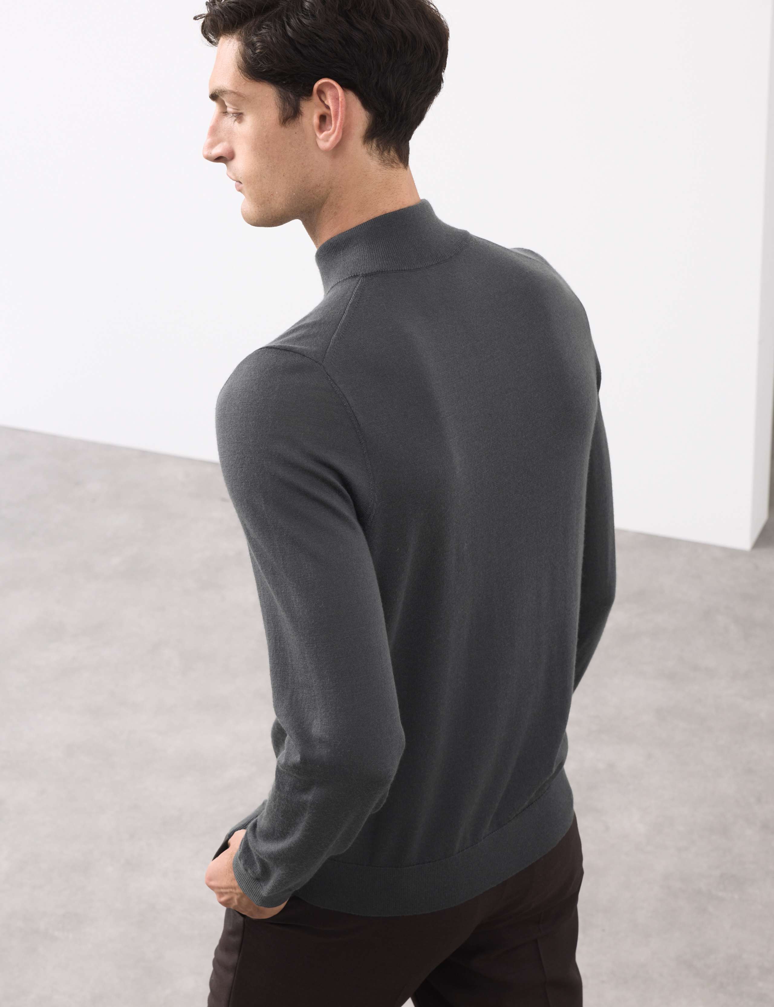 Pure Extra Fine Merino Wool Half Zip Jumper 5 of 6