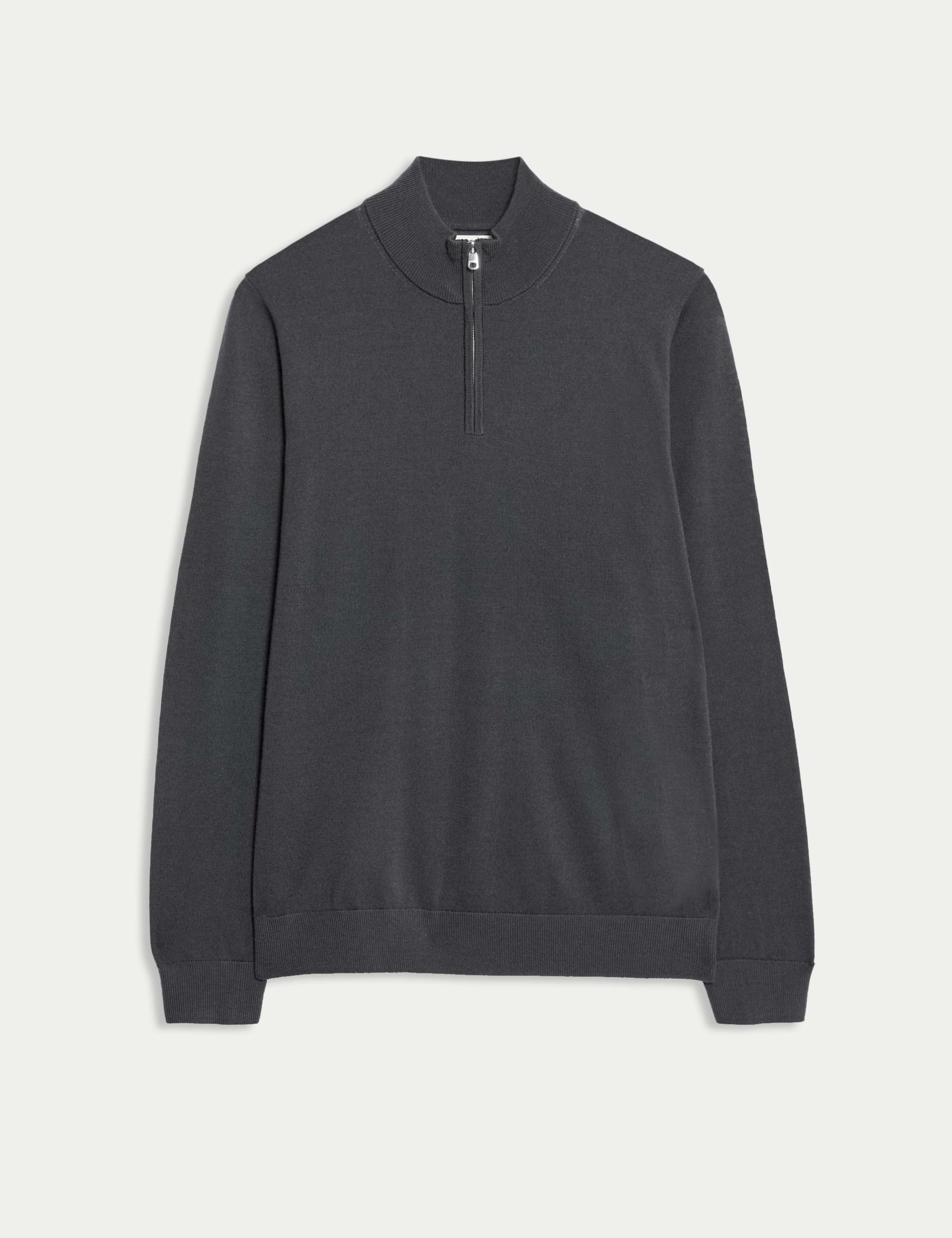Pure Extra Fine Merino Wool Half Zip Jumper 2 of 6