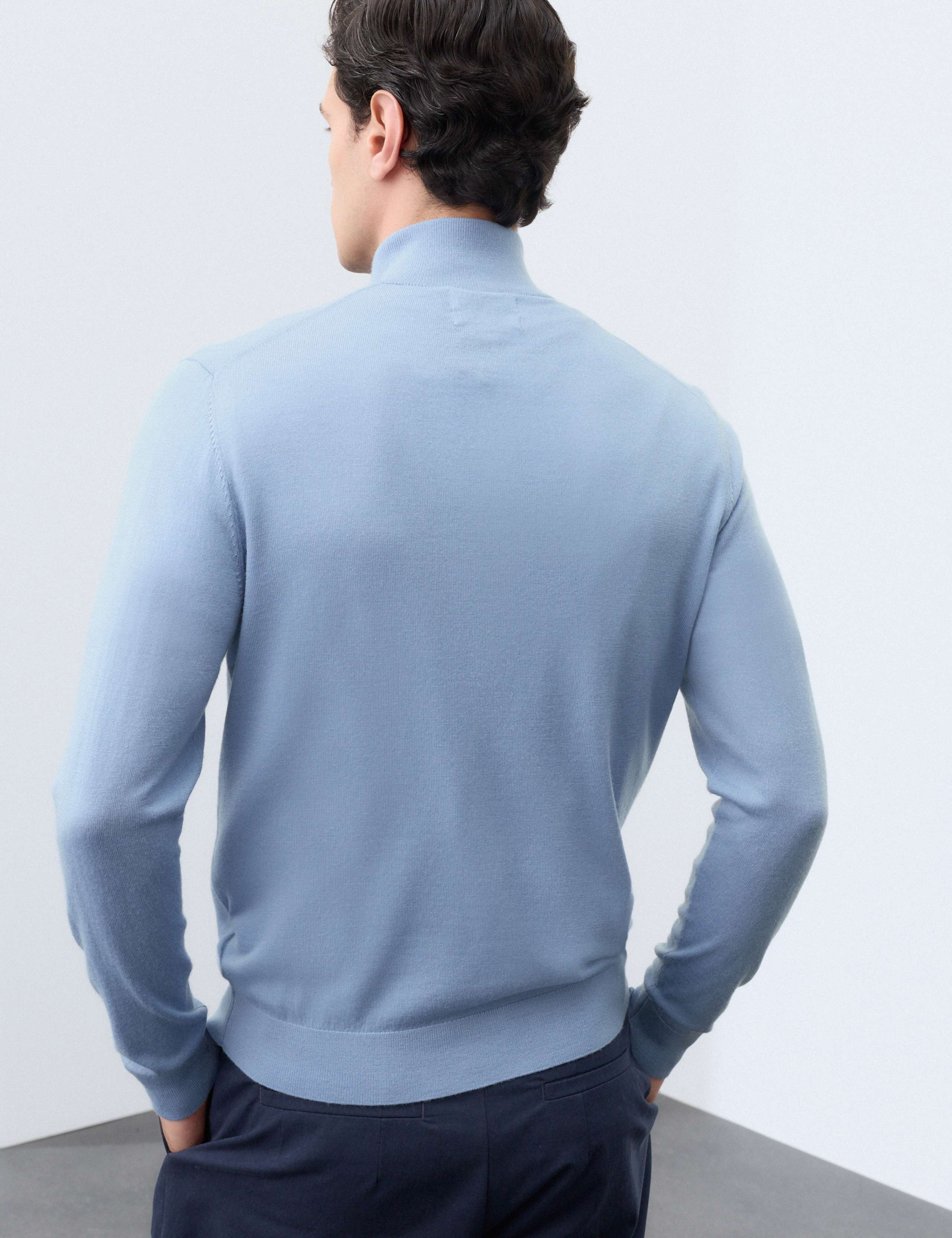 Pure Extra Fine Merino Wool Half Zip Jumper 3 of 7