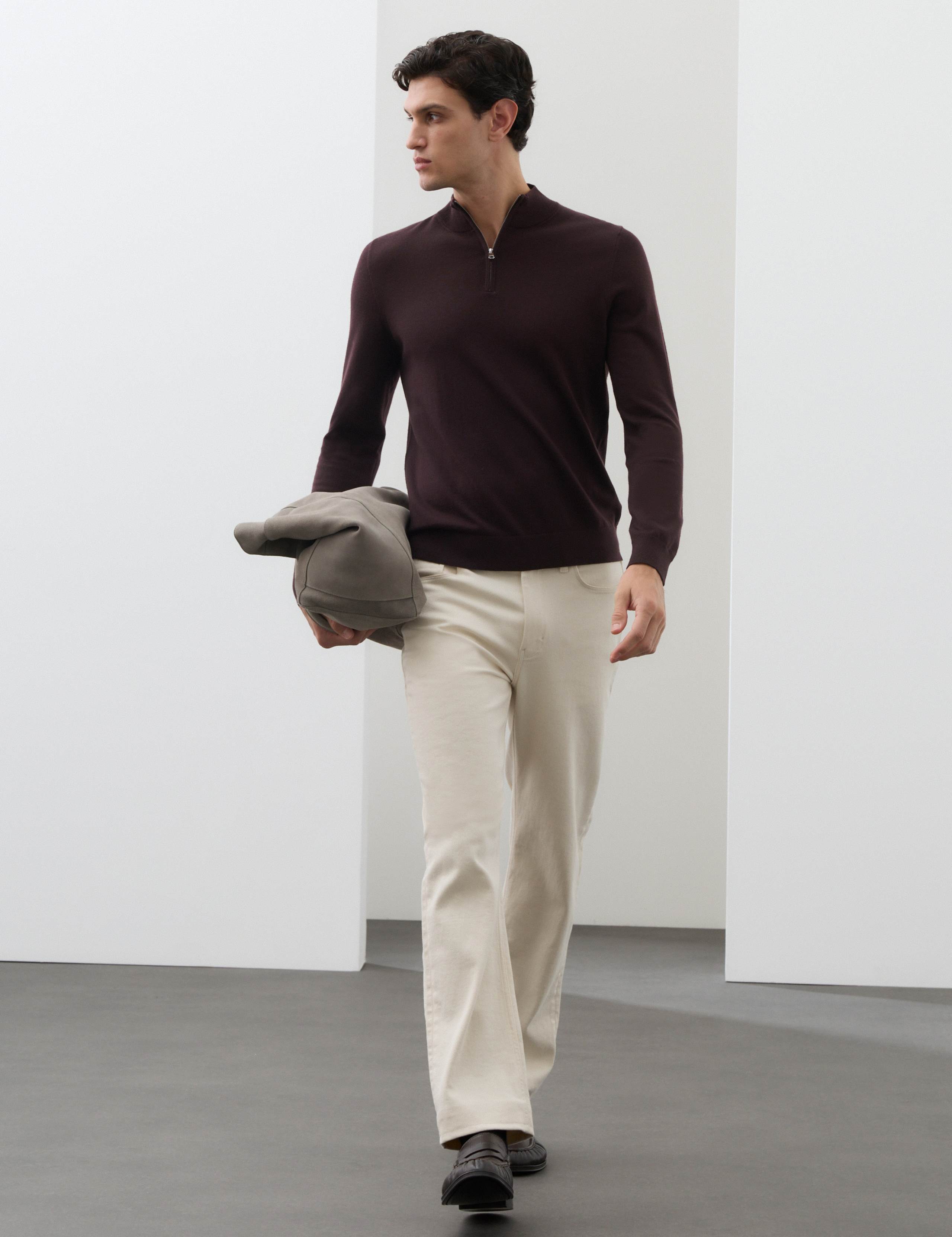 Pure Extra Fine Merino Wool Half Zip Jumper 4 of 7