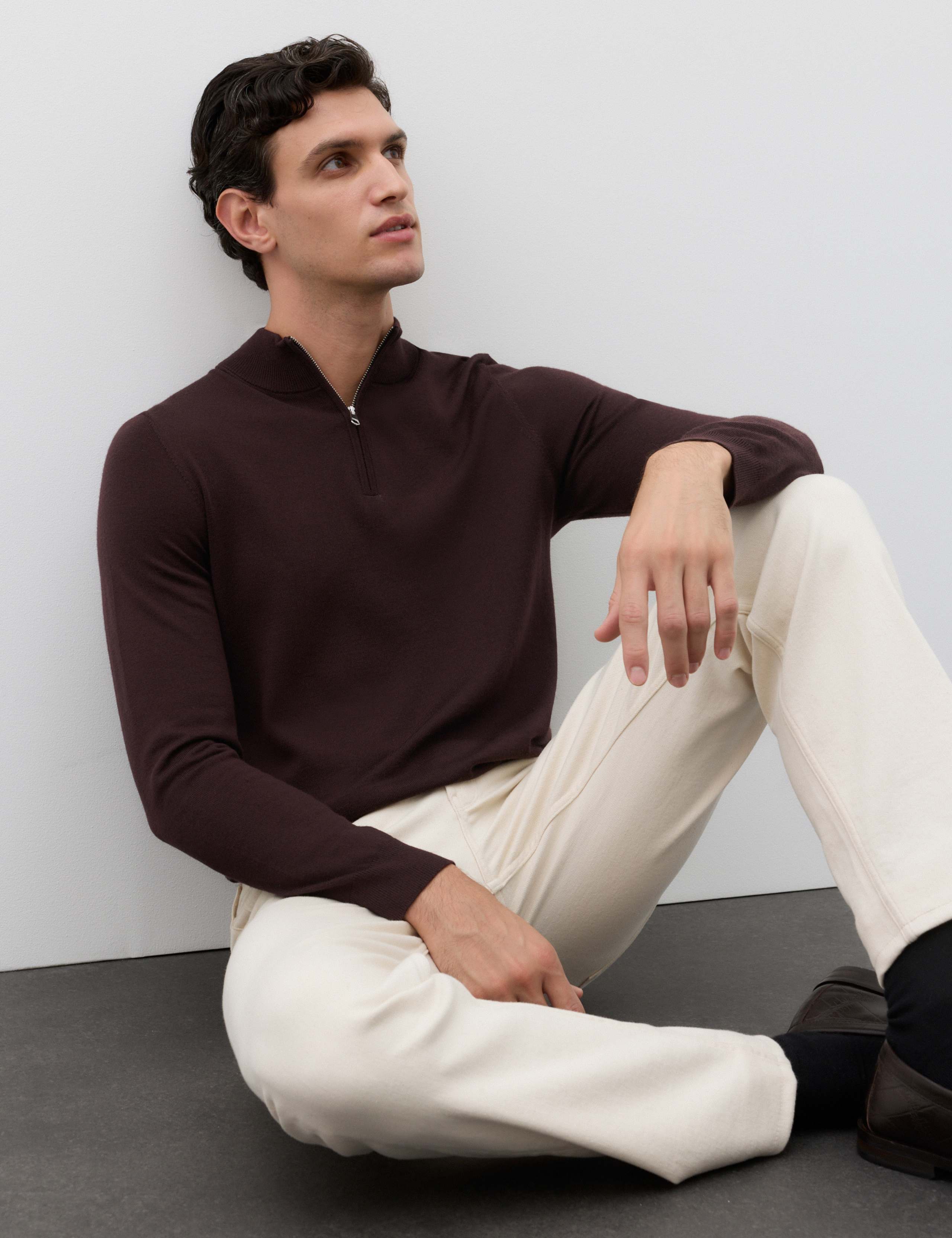 Pure Extra Fine Merino Wool Half Zip Jumper 5 of 7