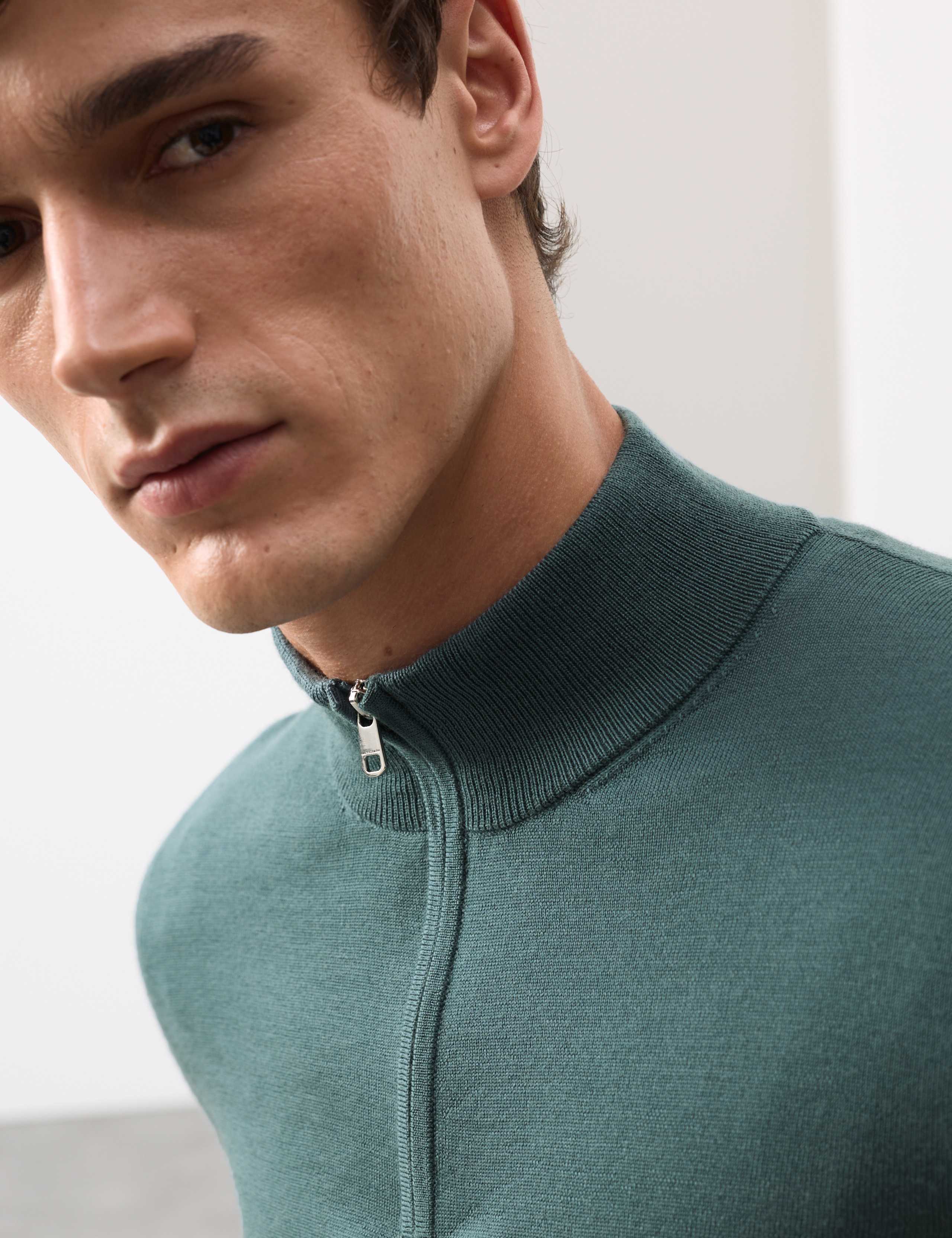 Pure Extra Fine Merino Wool Half Zip Jumper 1 of 6