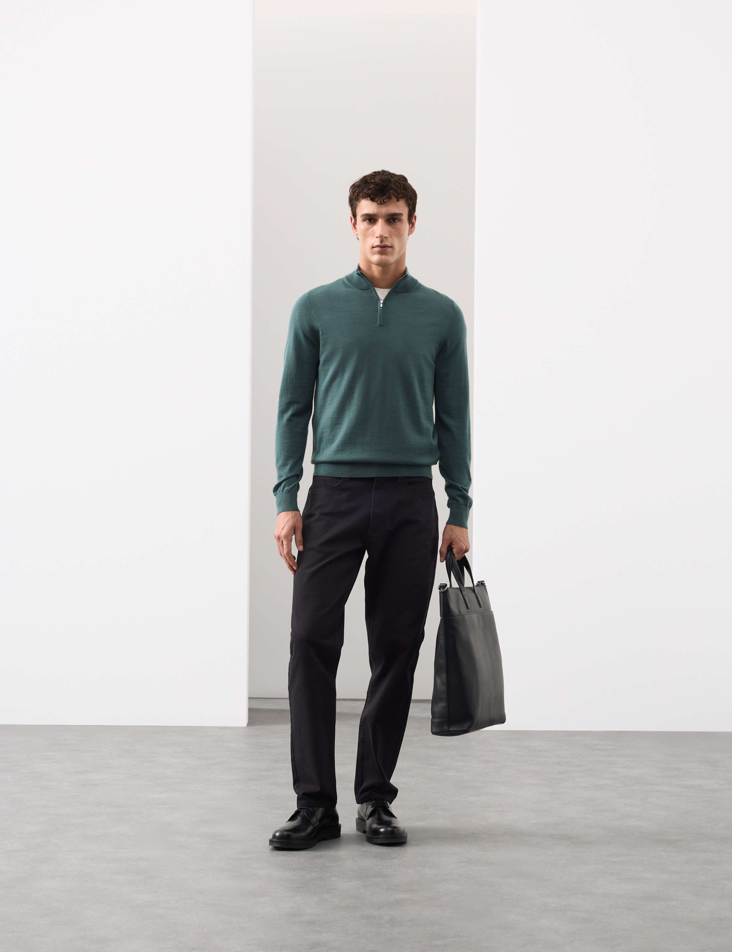 Pure Extra Fine Merino Wool Half Zip Jumper 3 of 6