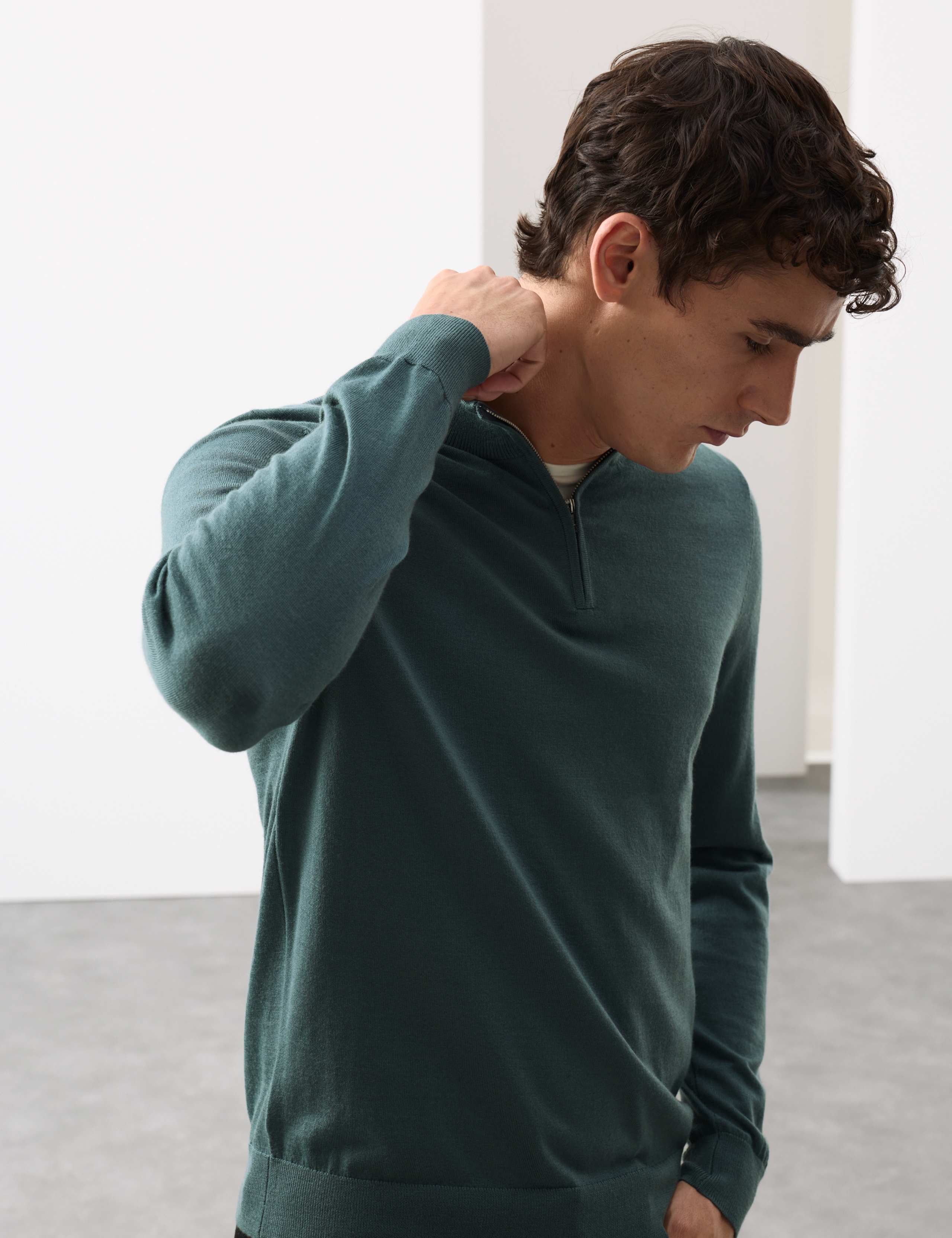 Pure Extra Fine Merino Wool Half Zip Jumper 4 of 6