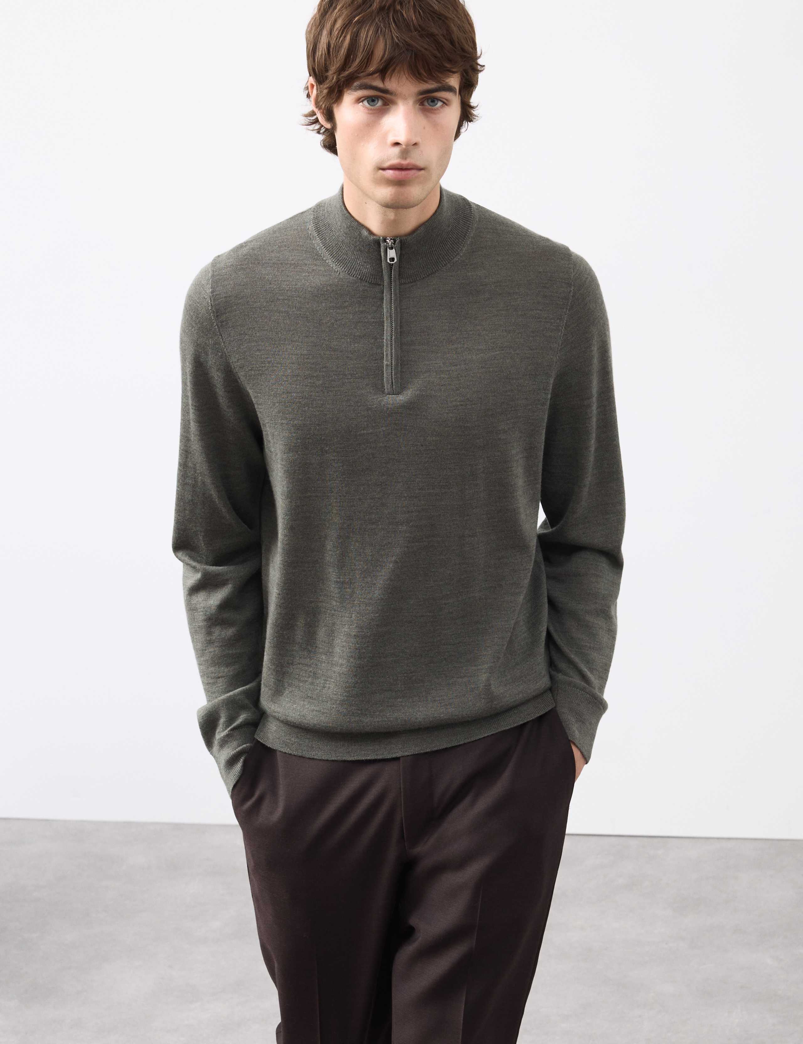 Pure Extra Fine Merino Wool Half Zip Jumper 6 of 6