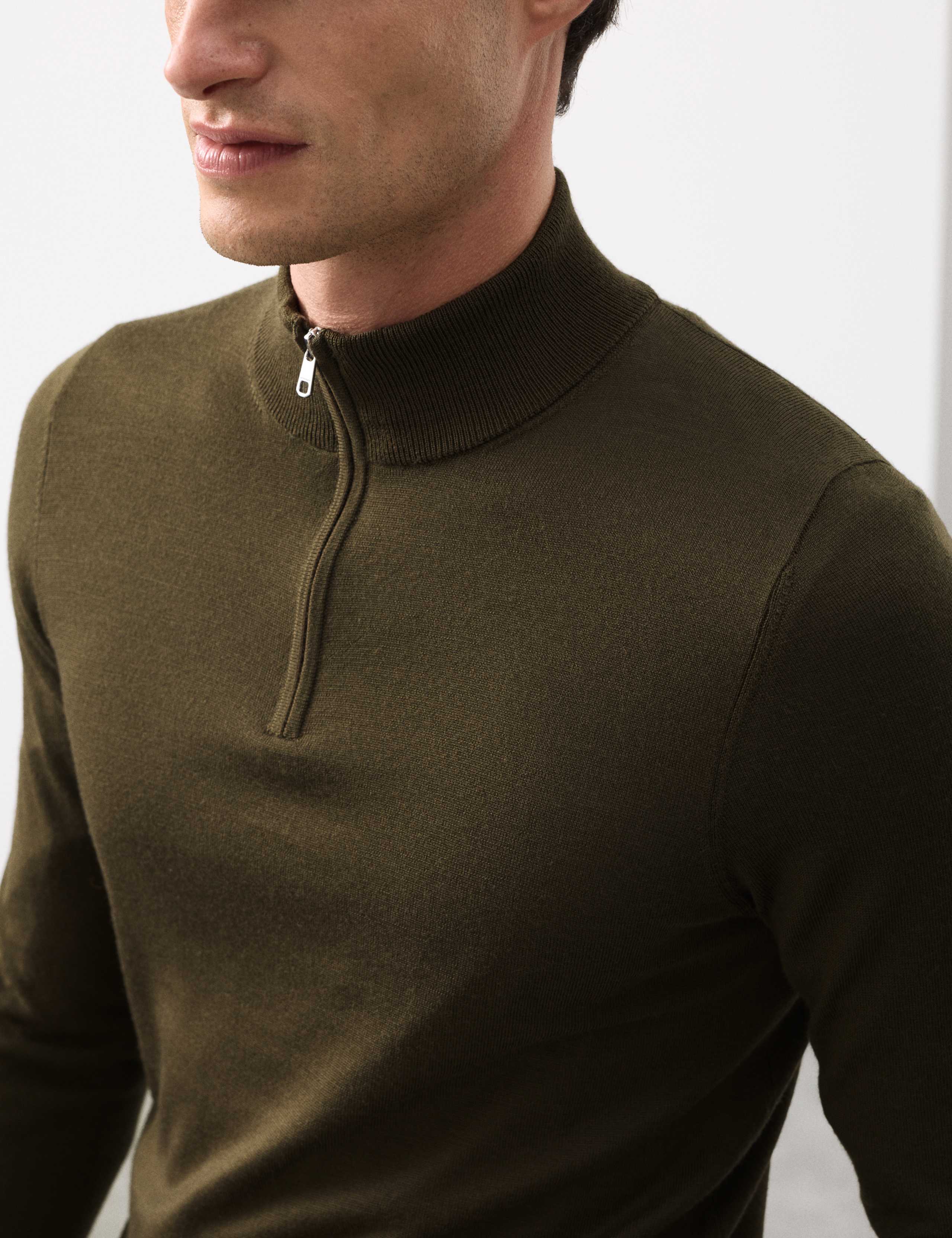 Pure Extra Fine Merino Wool Half Zip Jumper 5 of 6