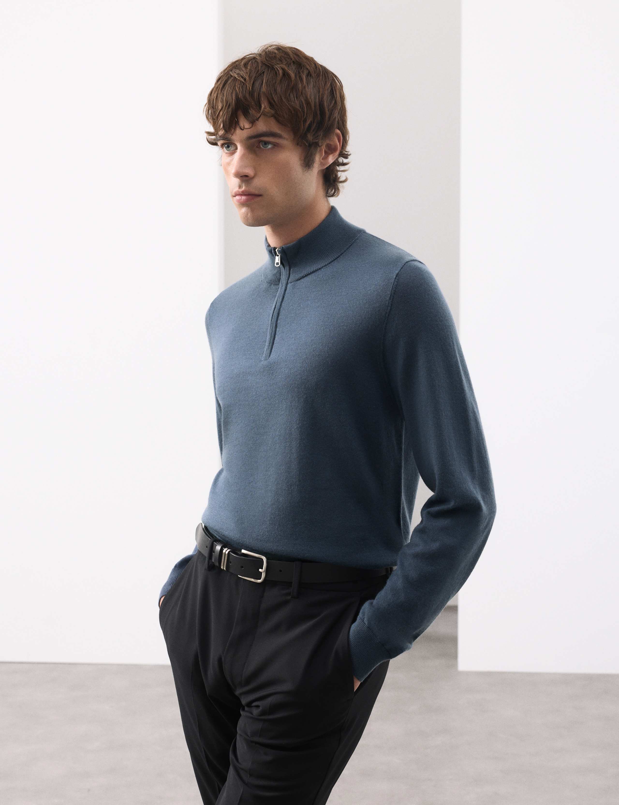 Pure Extra Fine Merino Wool Half Zip Jumper 1 of 7