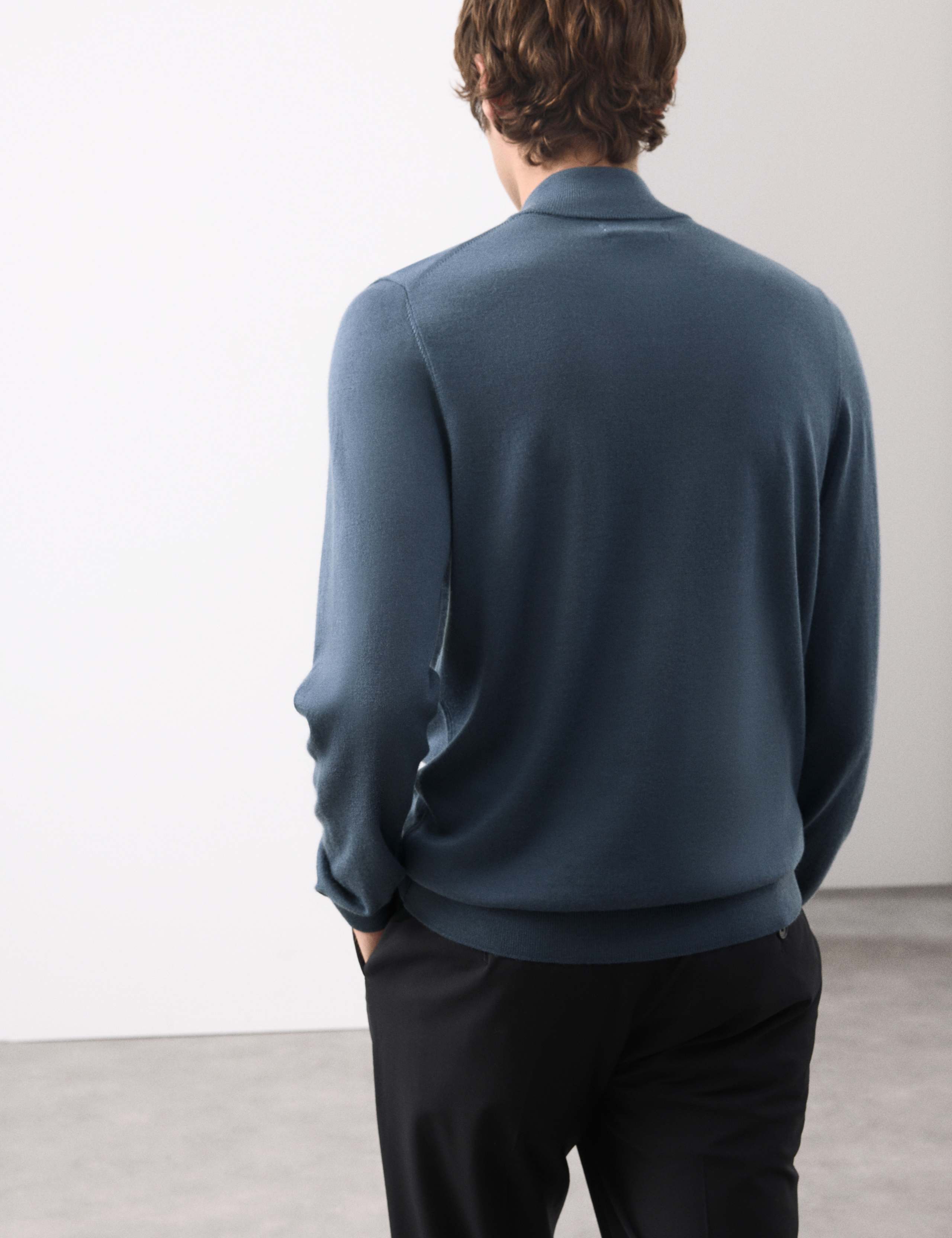 Pure Extra Fine Merino Wool Half Zip Jumper 6 of 7