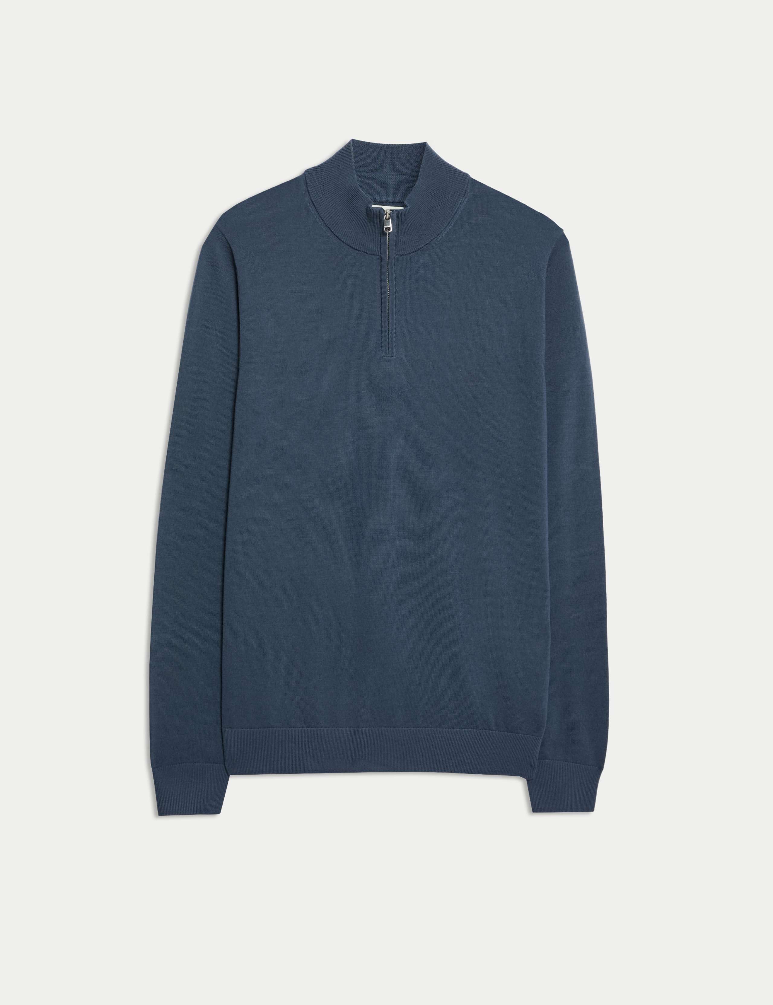 Pure Extra Fine Merino Wool Half Zip Jumper 2 of 7