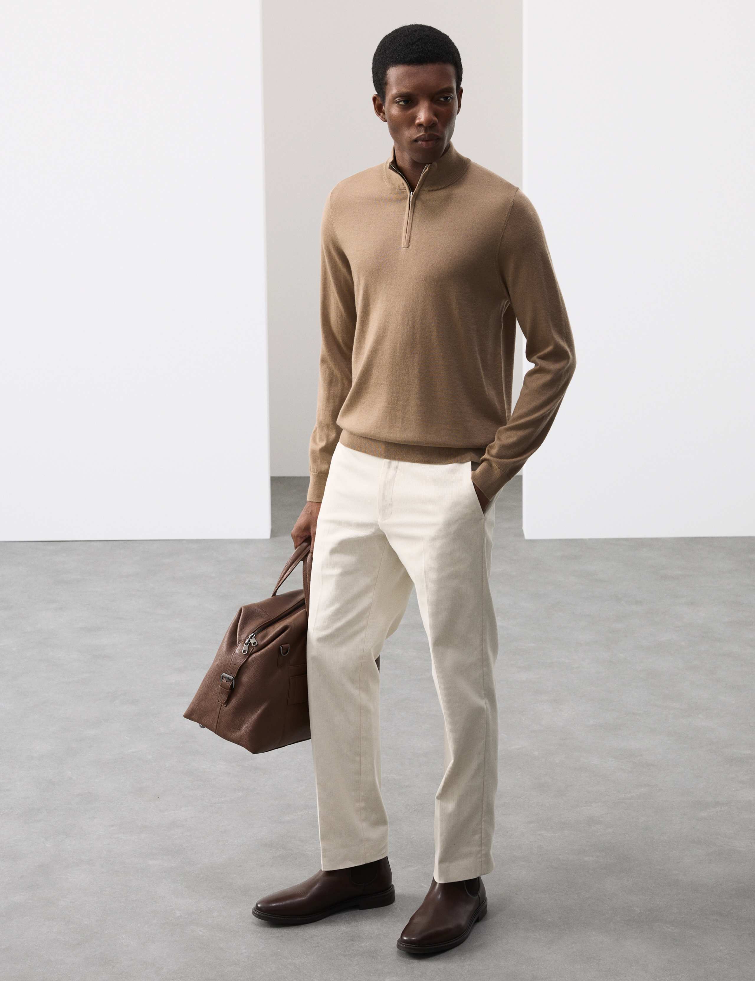 Pure Extra Fine Merino Wool Half Zip Jumper 1 of 6