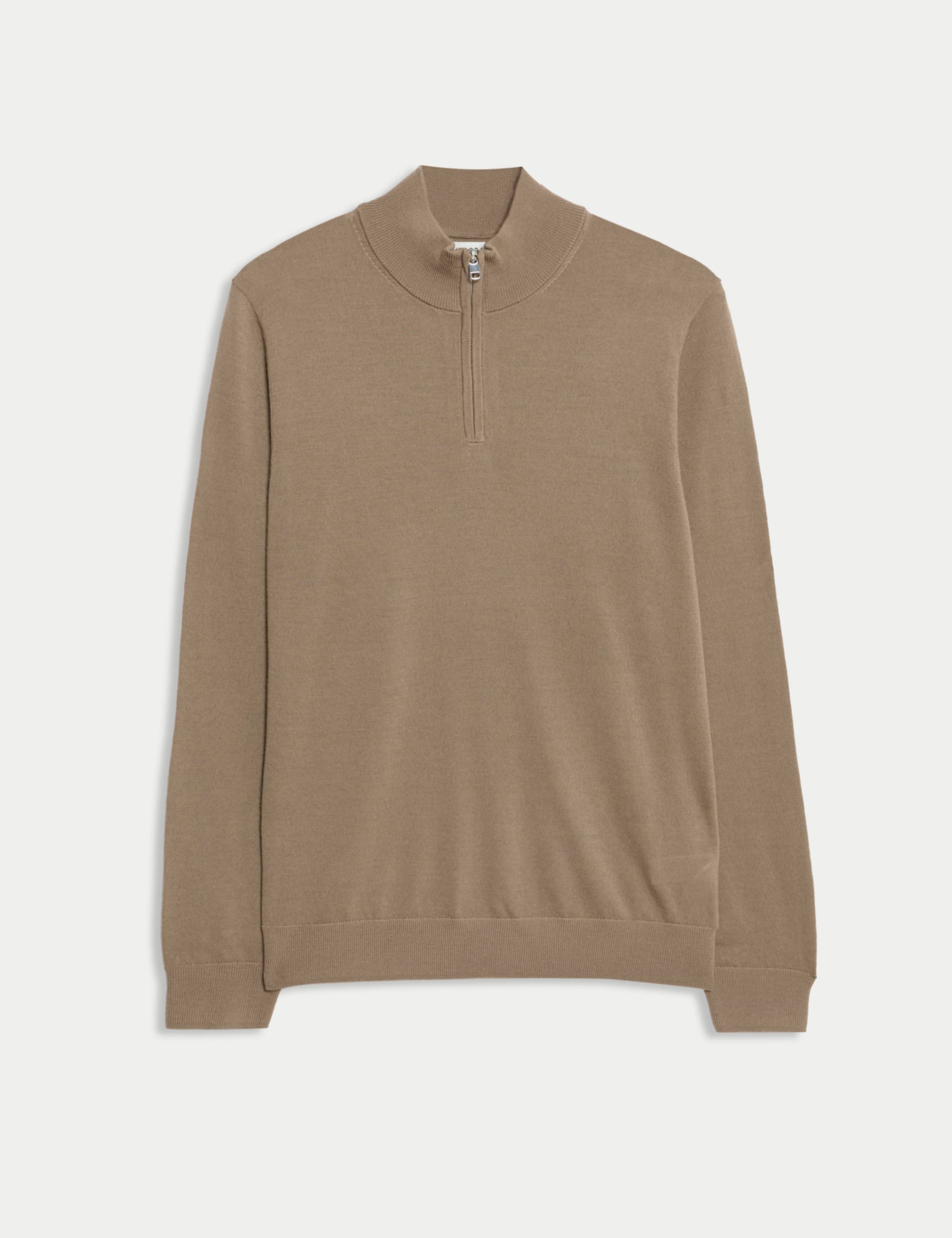 Pure Extra Fine Merino Wool Half Zip Jumper 2 of 6