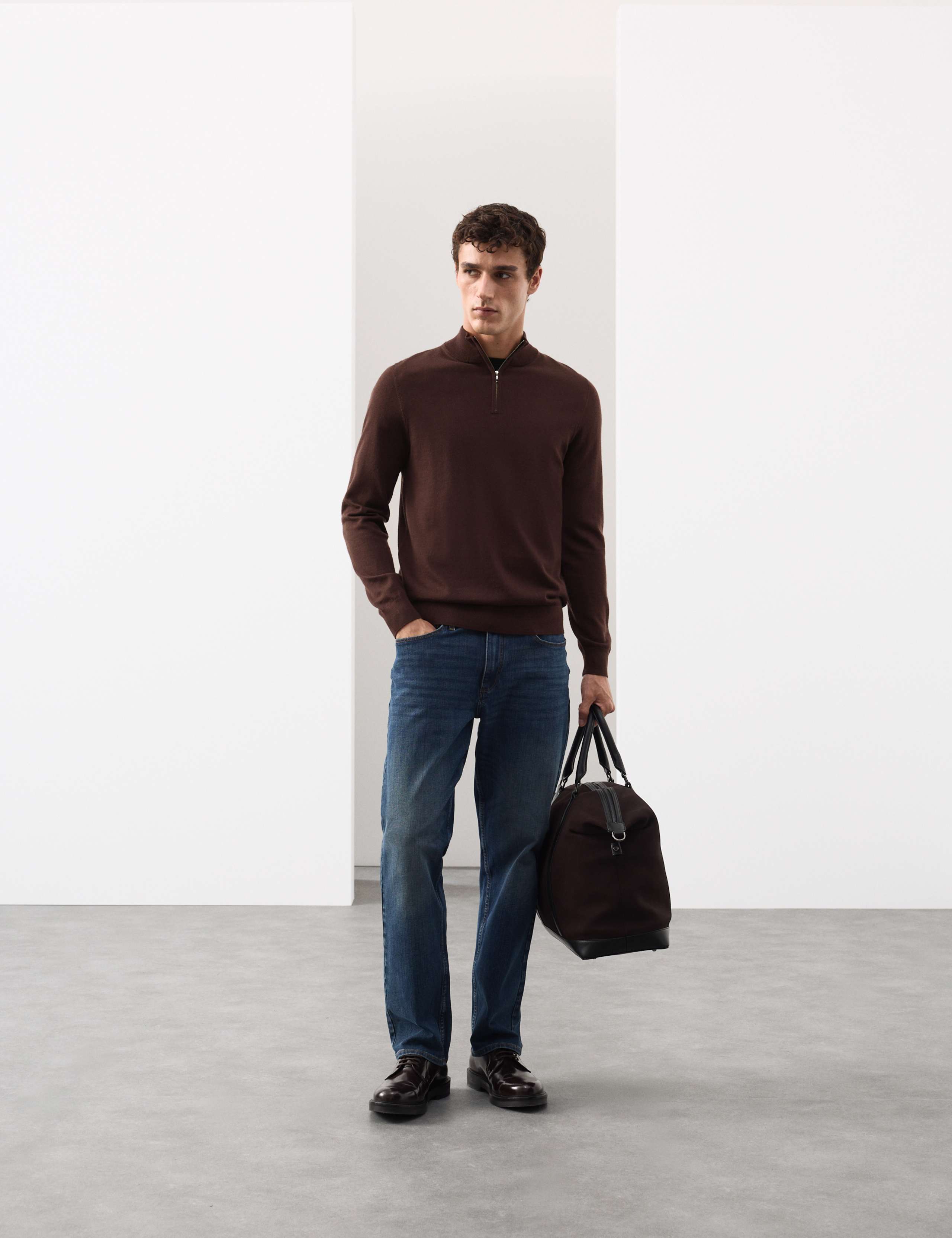 Pure Extra Fine Merino Wool Half Zip Jumper 4 of 7