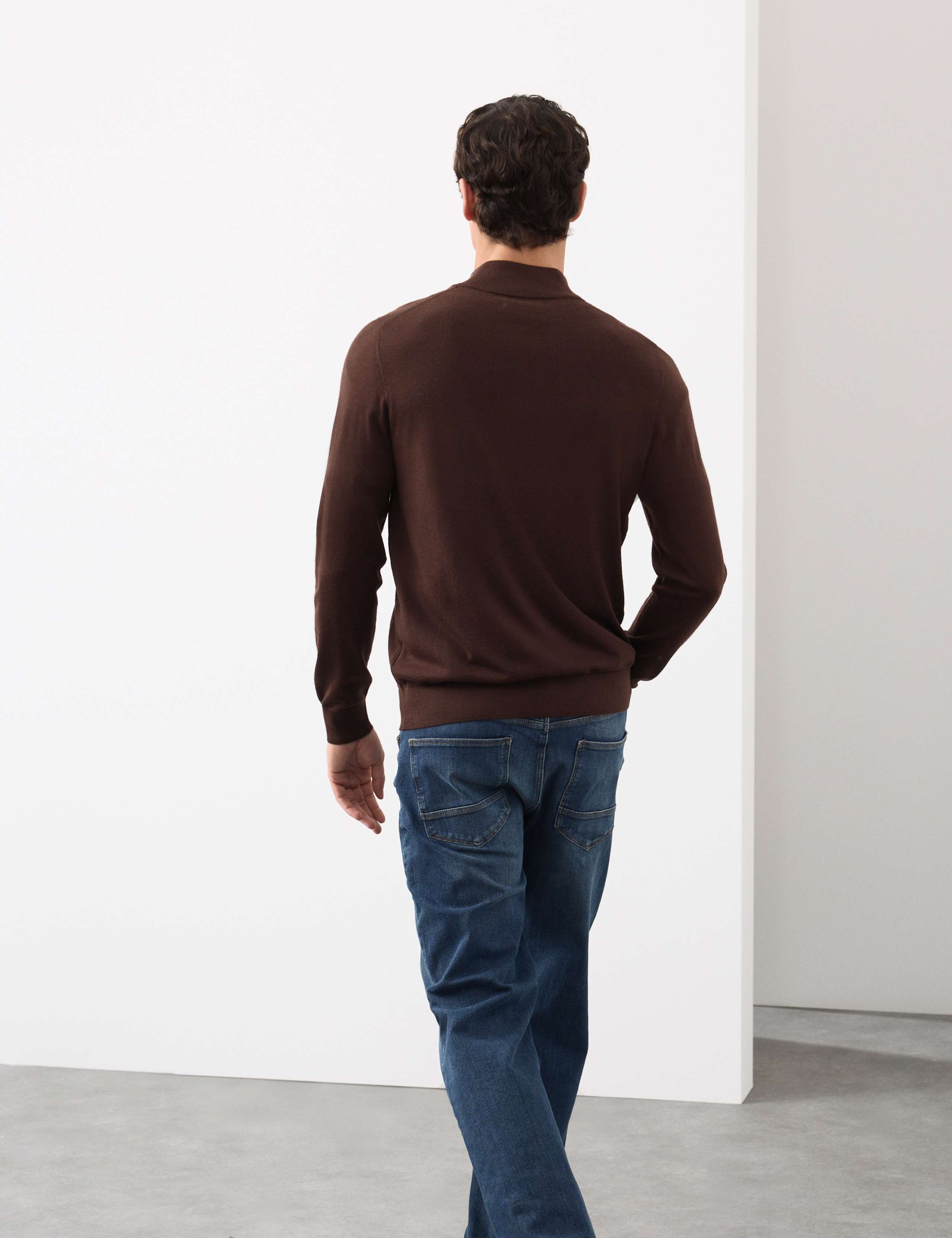 Pure Extra Fine Merino Wool Half Zip Jumper 5 of 7