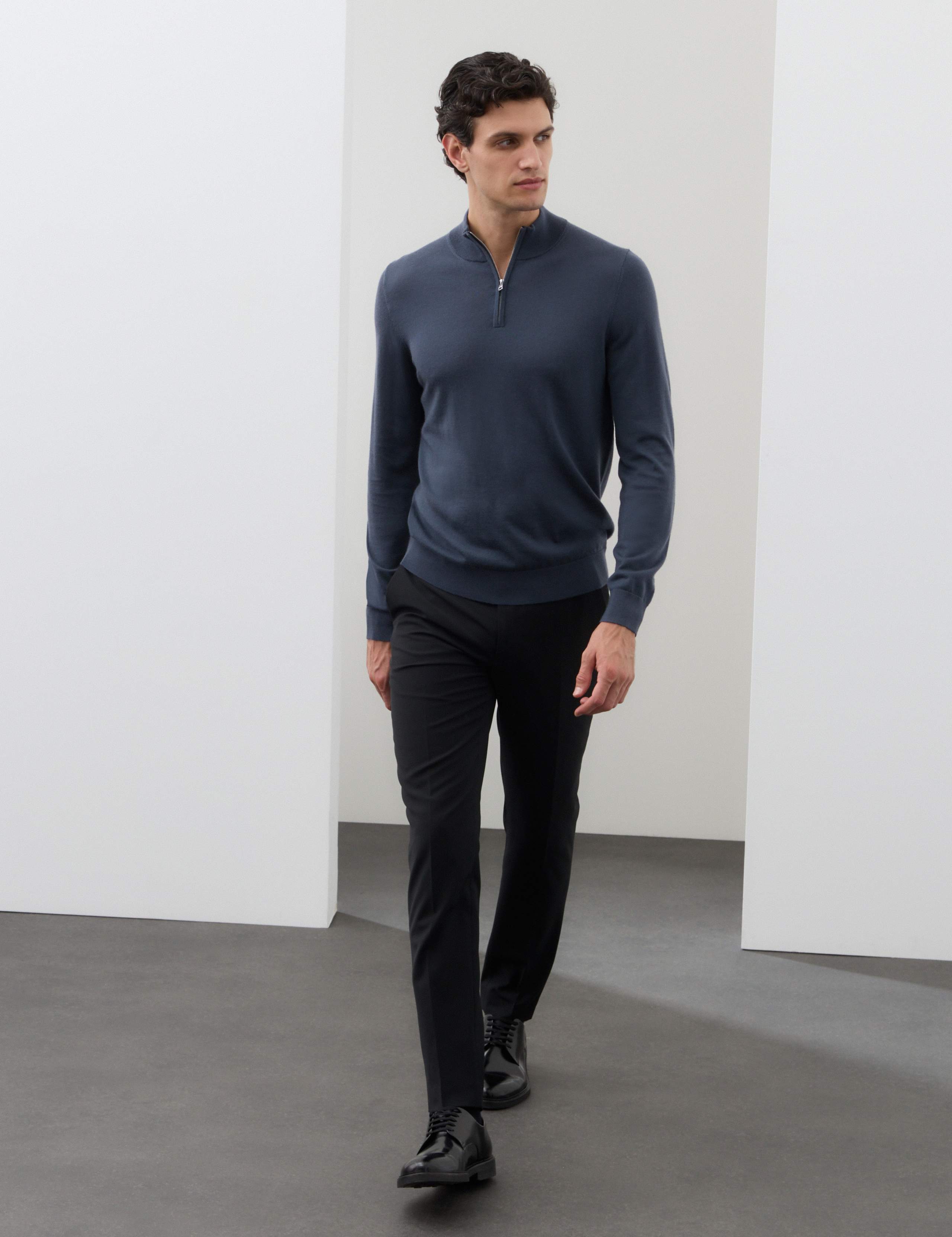 Pure Extra Fine Merino Wool Half Zip Jumper 4 of 7