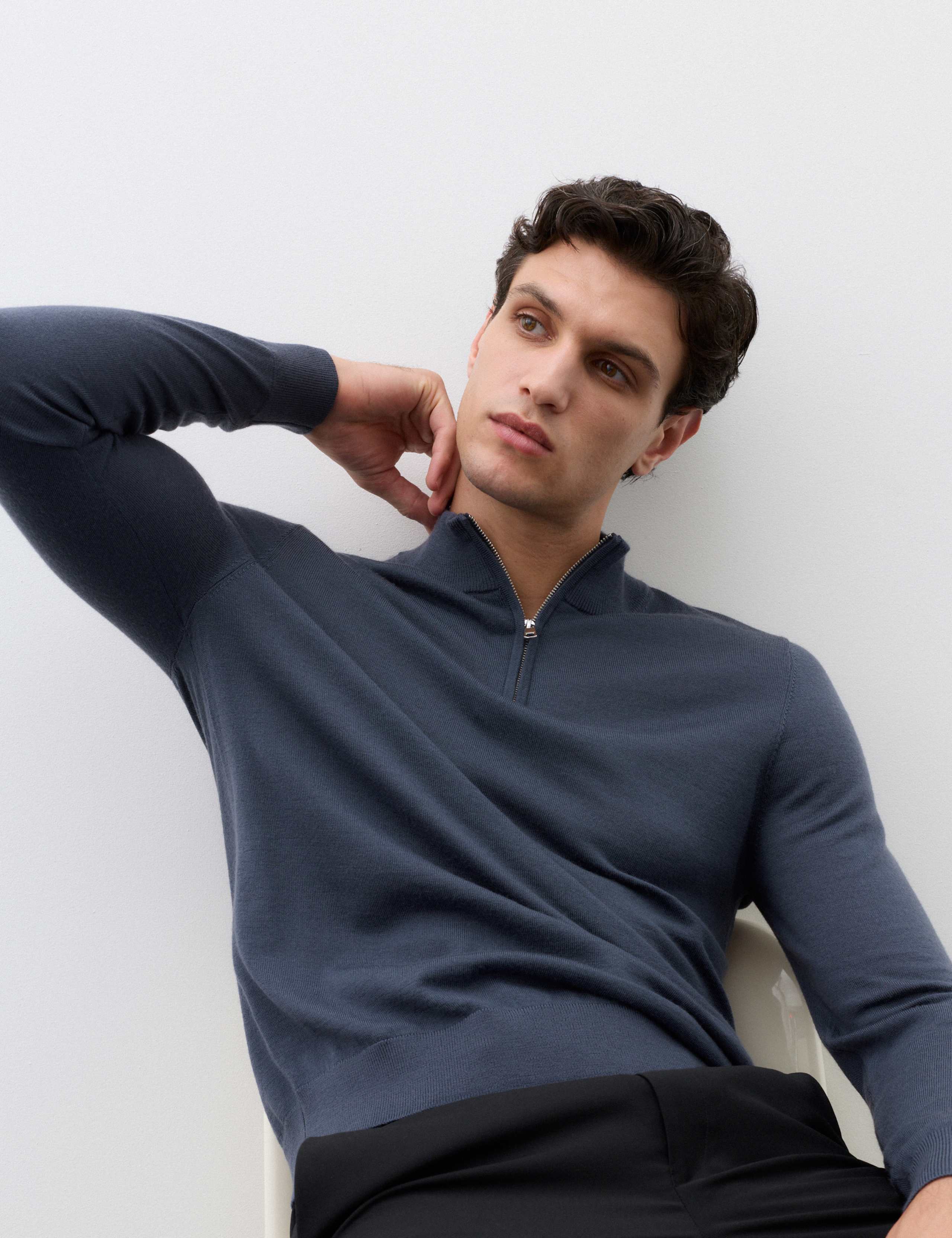 Pure Extra Fine Merino Wool Half Zip Jumper 5 of 7