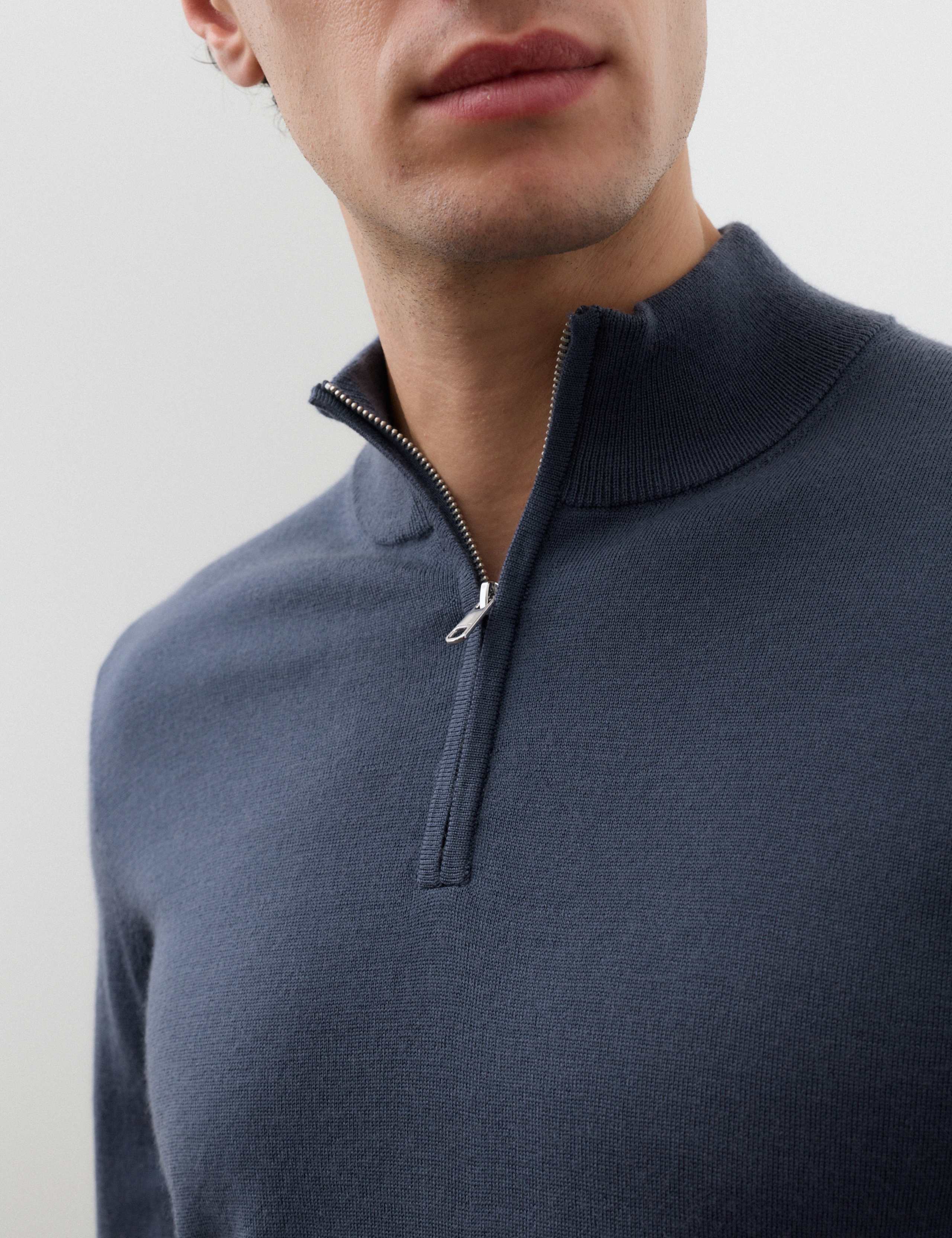 Pure Extra Fine Merino Wool Half Zip Jumper 6 of 7