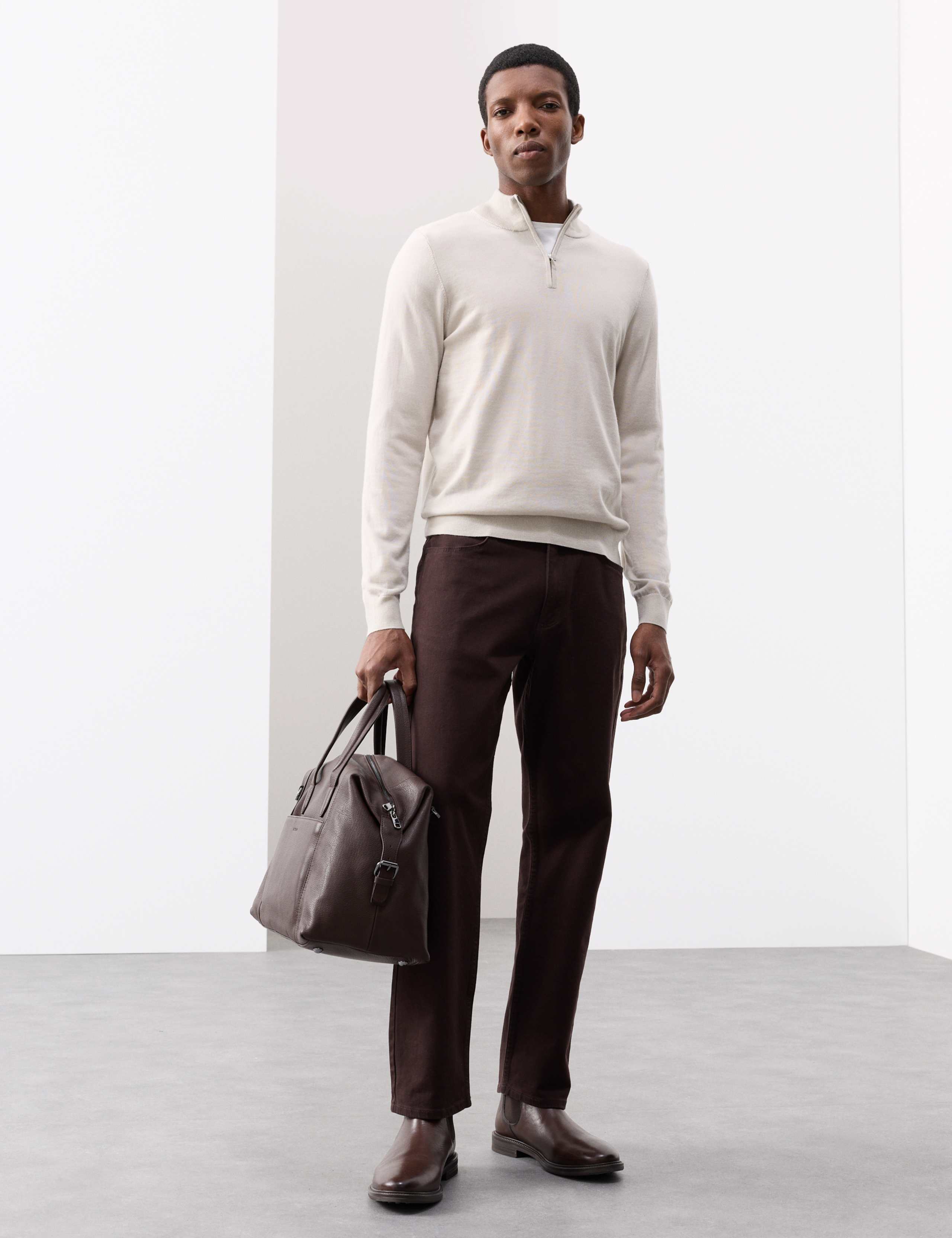 Pure Extra Fine Merino Wool Half Zip Jumper 1 of 6