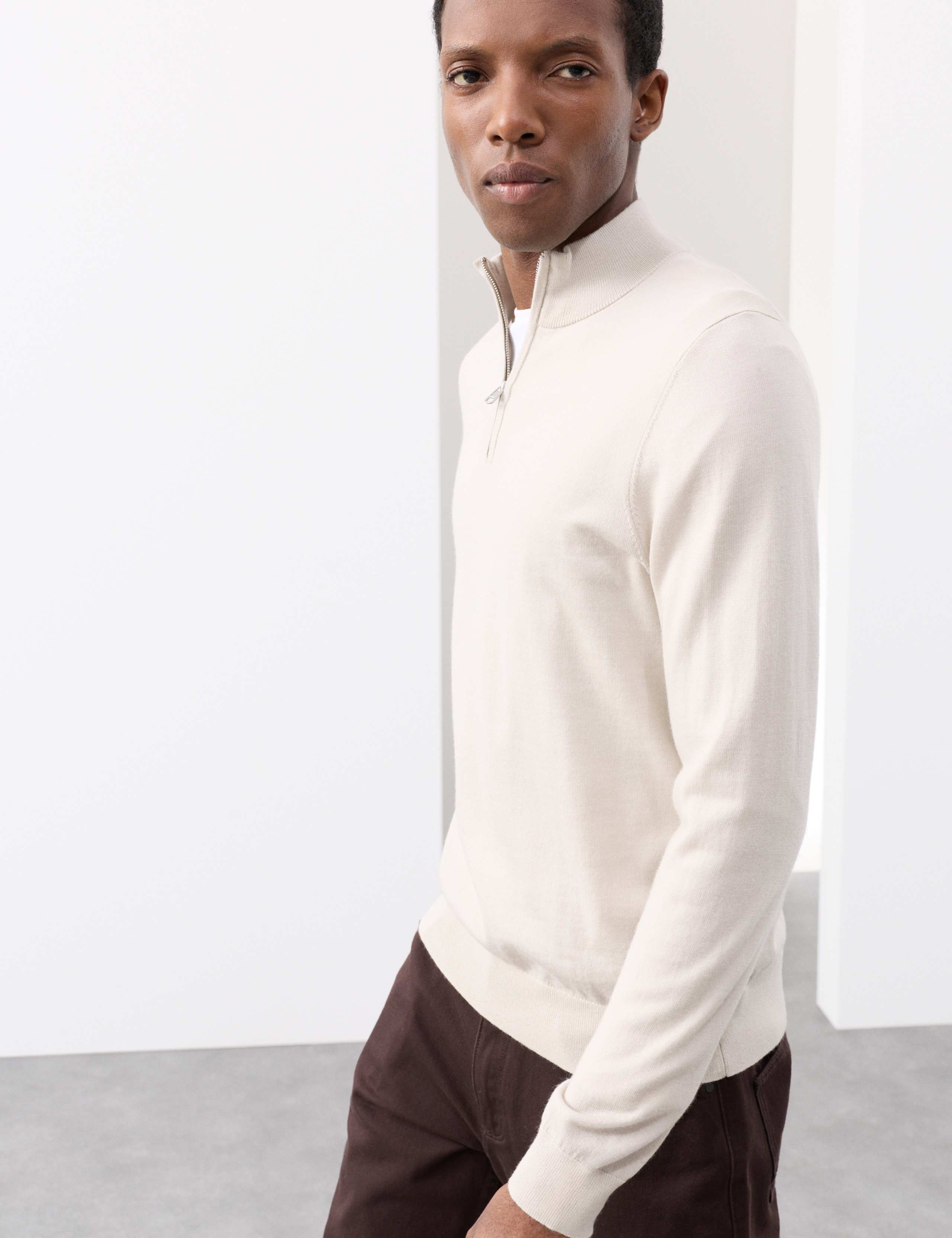 Pure Extra Fine Merino Wool Half Zip Jumper 3 of 6